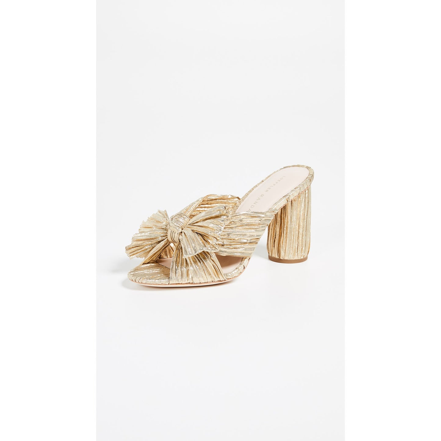 Loeffler Randall 'Penny' Gold Leather Pleated Bow Sandals Size 10