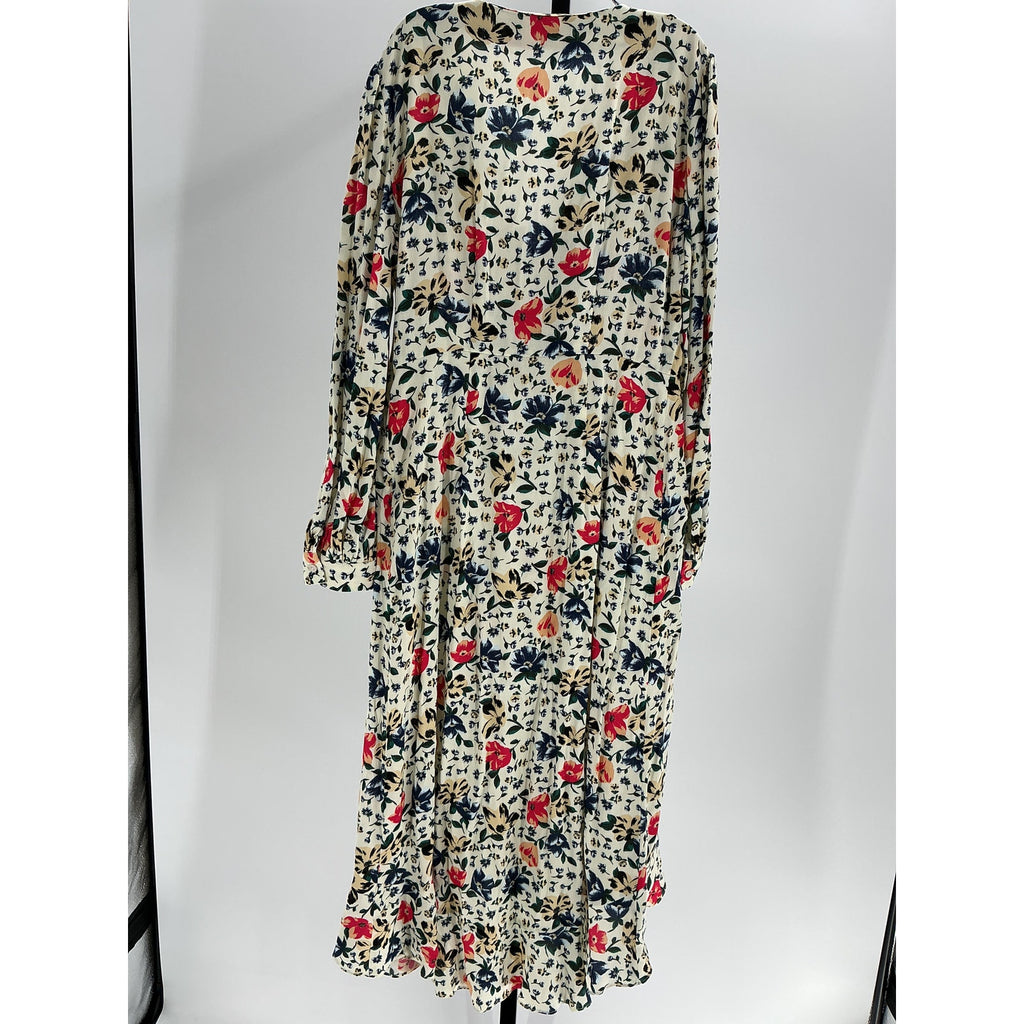Ba&Sh 'Paloma' Ivory Wrap-Effect Floral-Print Crepe Dress Size 1