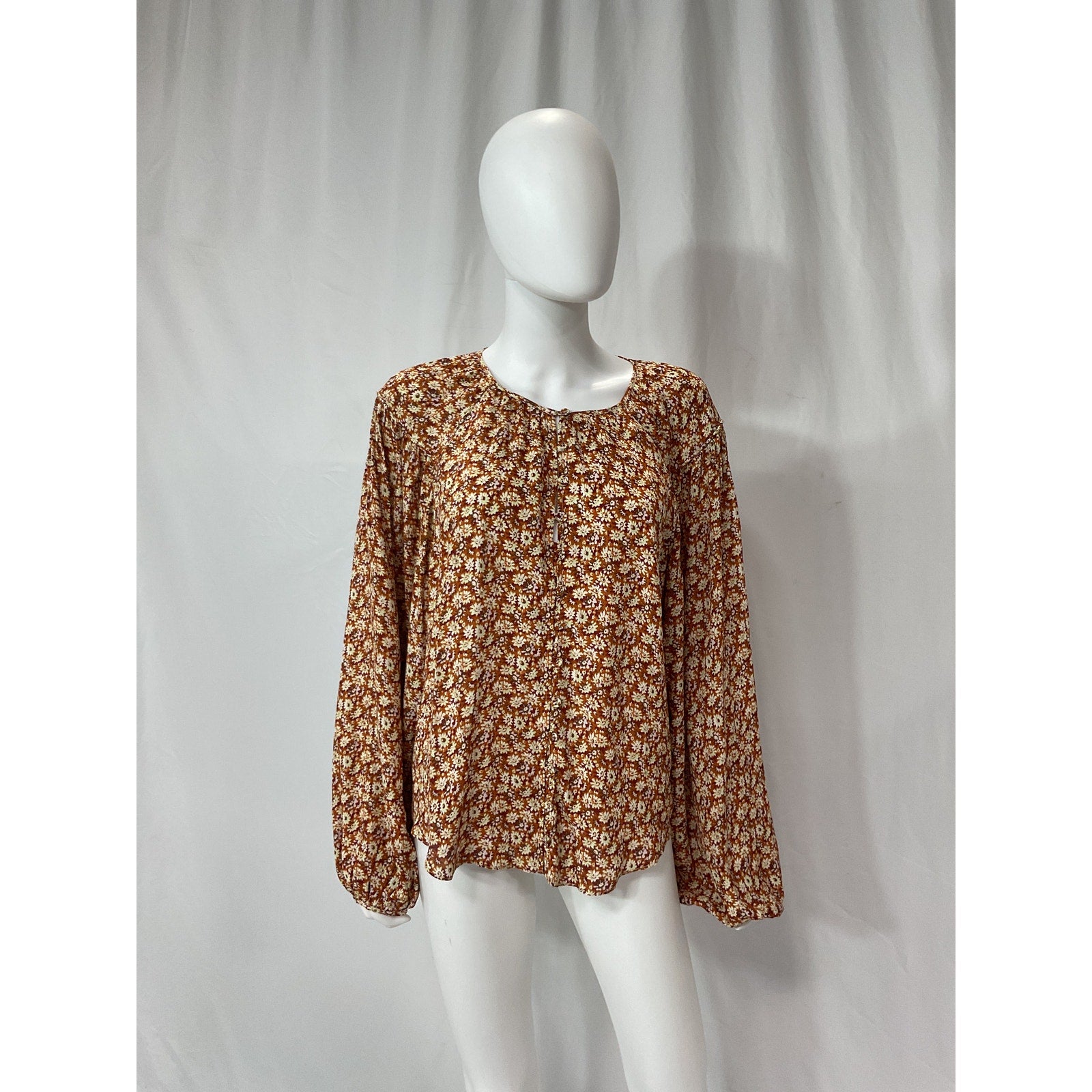 Joie 'Jenny' Brown Long Sleeve Shirt Size L