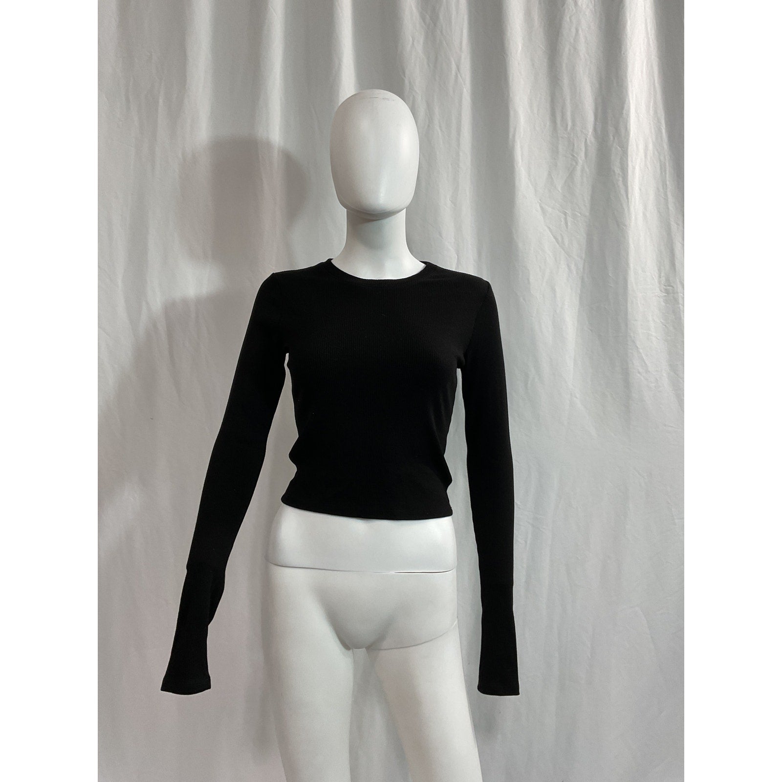 Sprwmn 'Cropped' Black Baby Longsleeve Crewneck Tee Size M