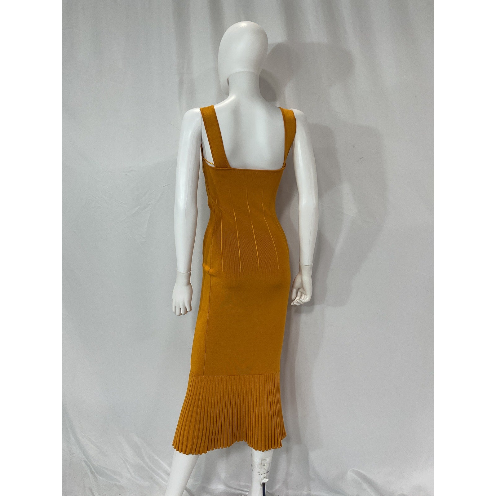 Galvan Atalanta 'Compact-Knit' Gold Square Neck Dress Size S