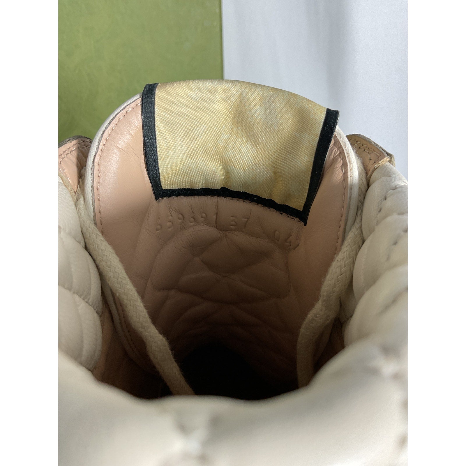 Gucci White Leather Trip GG Bootie Size 7