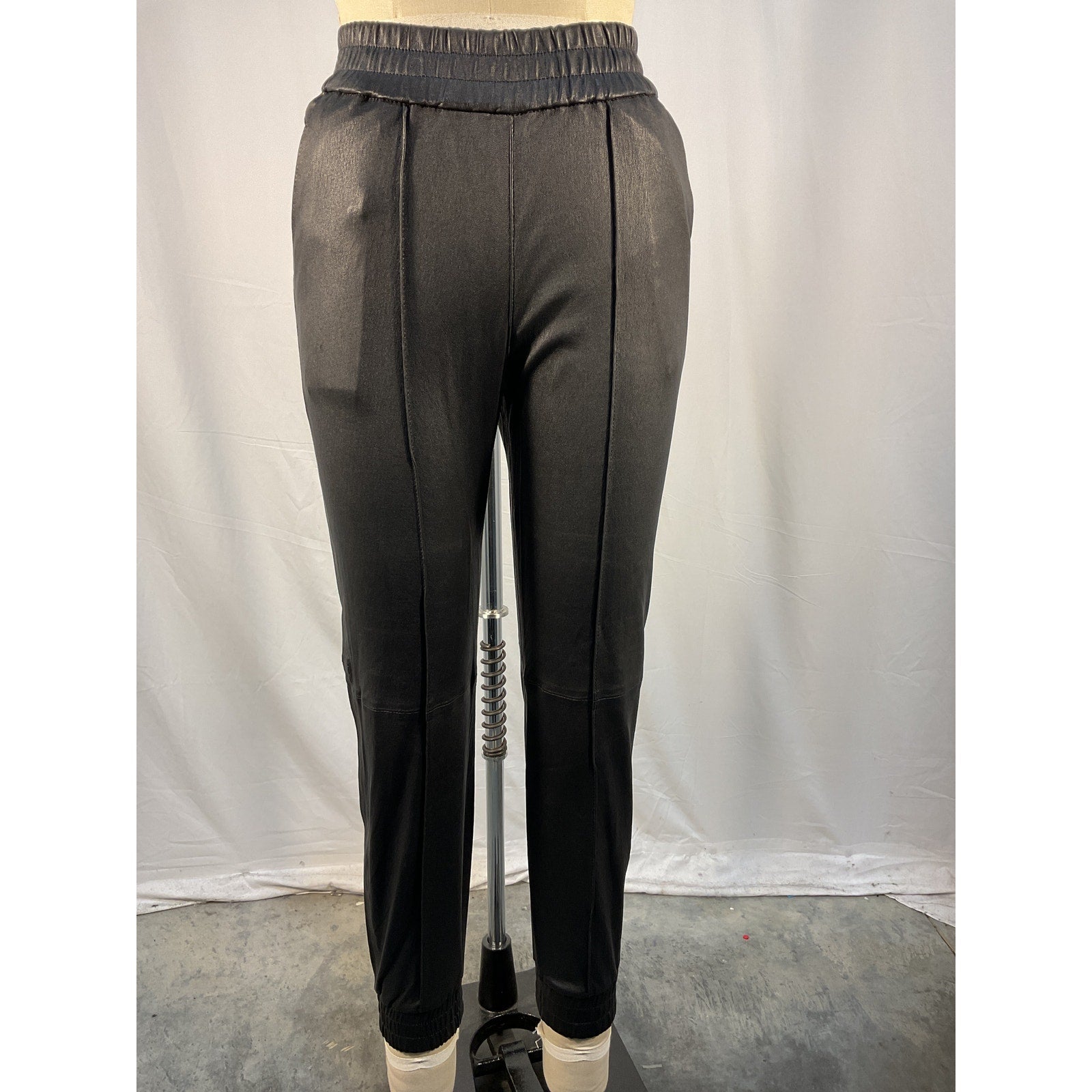 Sprwmn Slim Fit Black Leather Cuffed Jogger Size XS - NWT
