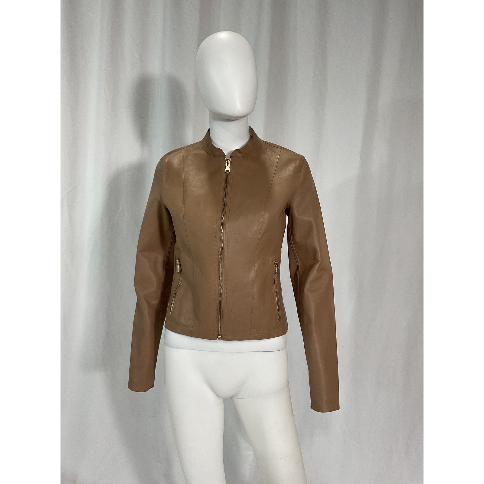 Lamarque 'Chapin' Gold Leather Jacket Size S