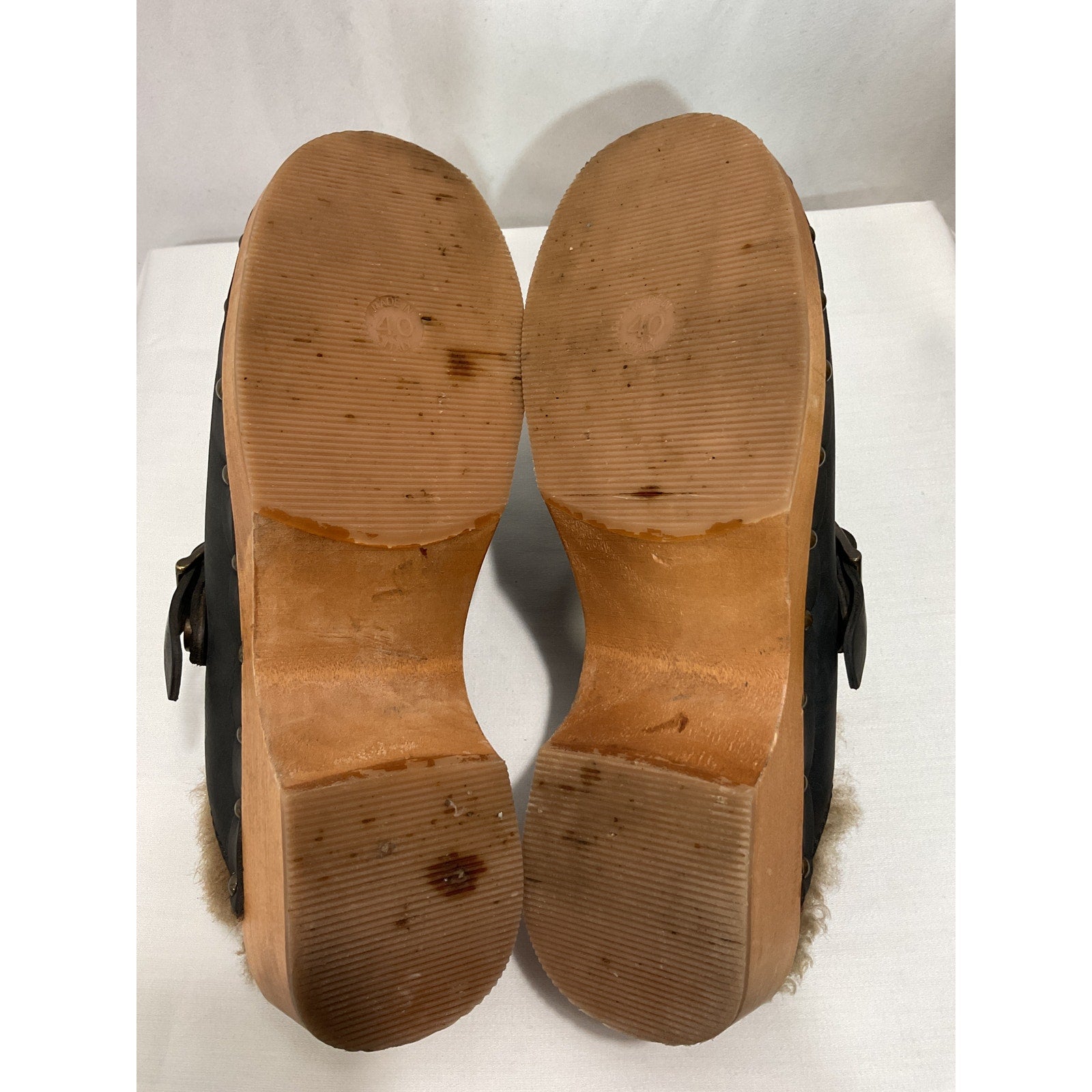 Re/Done '70s' Black Shearling Clogs Size 10