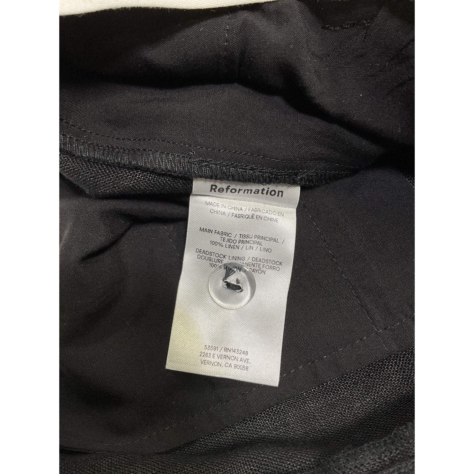 Reformation 'Alex' Black Linen Linen Pant Size 2