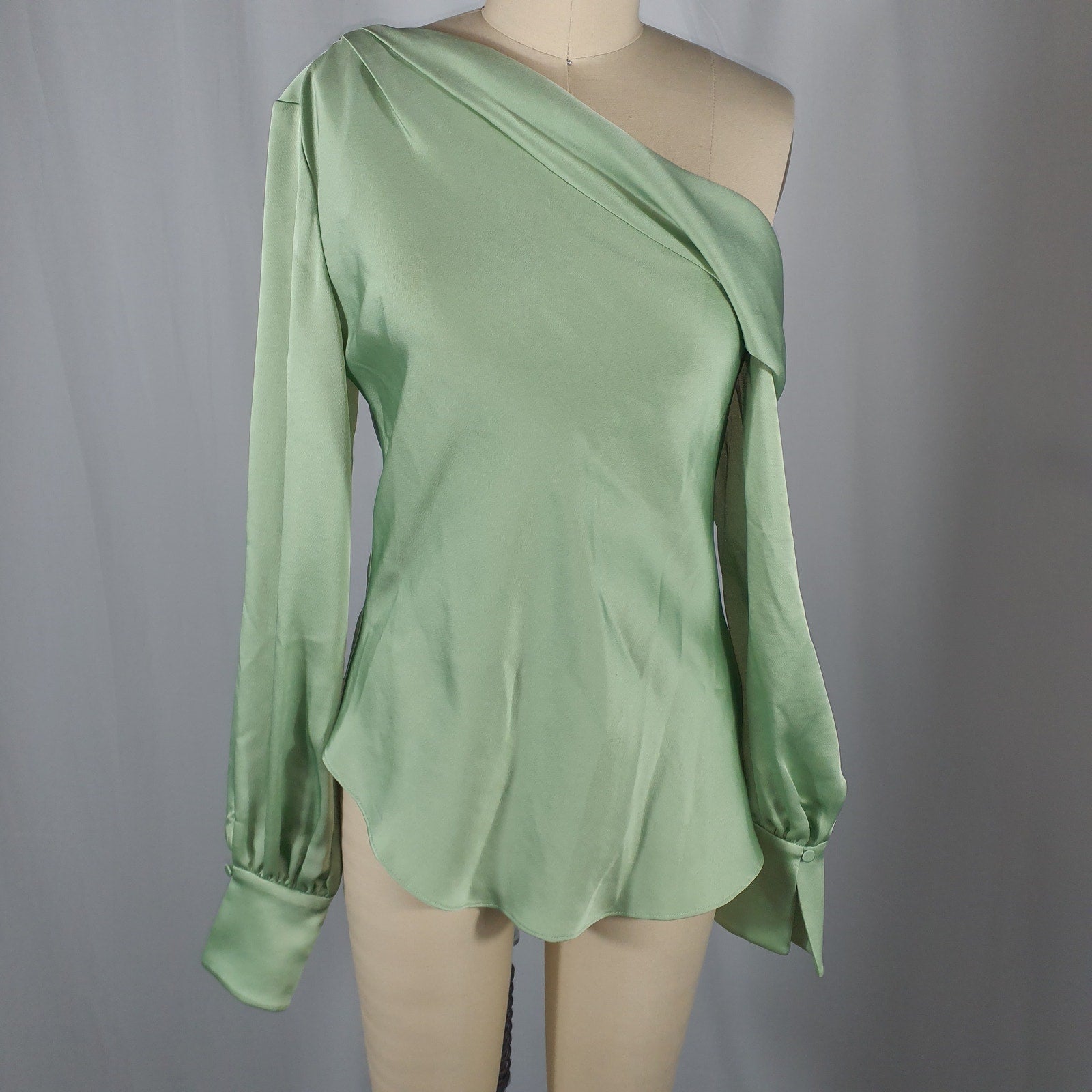 Simkhai 'Alice' Green Satin One Shoulder Top Size XS - NWT