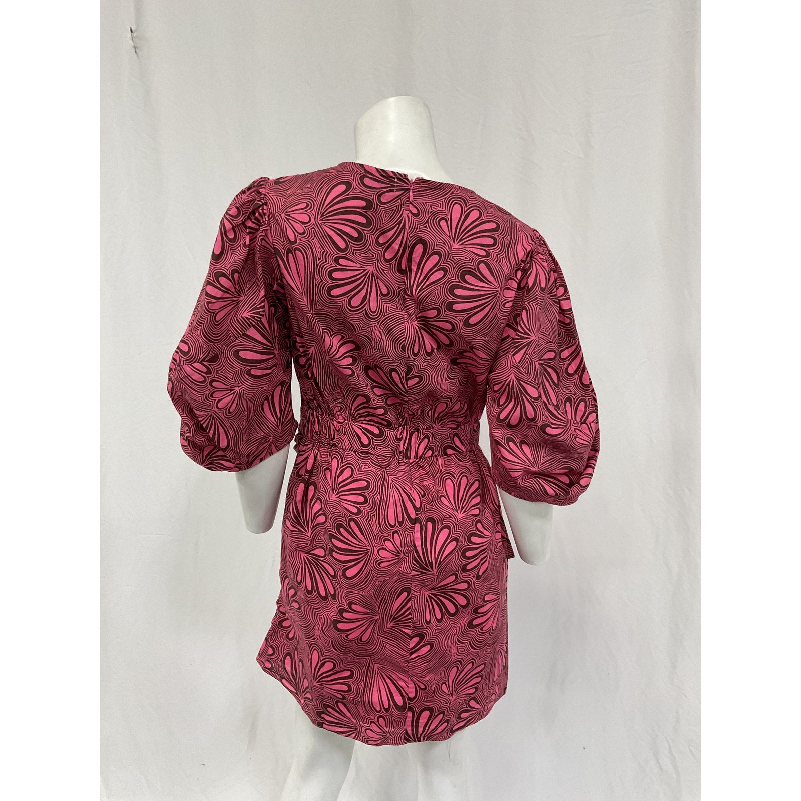 Rhode 'Pia' Pink Cotton Ruched Mini Dress Size 6