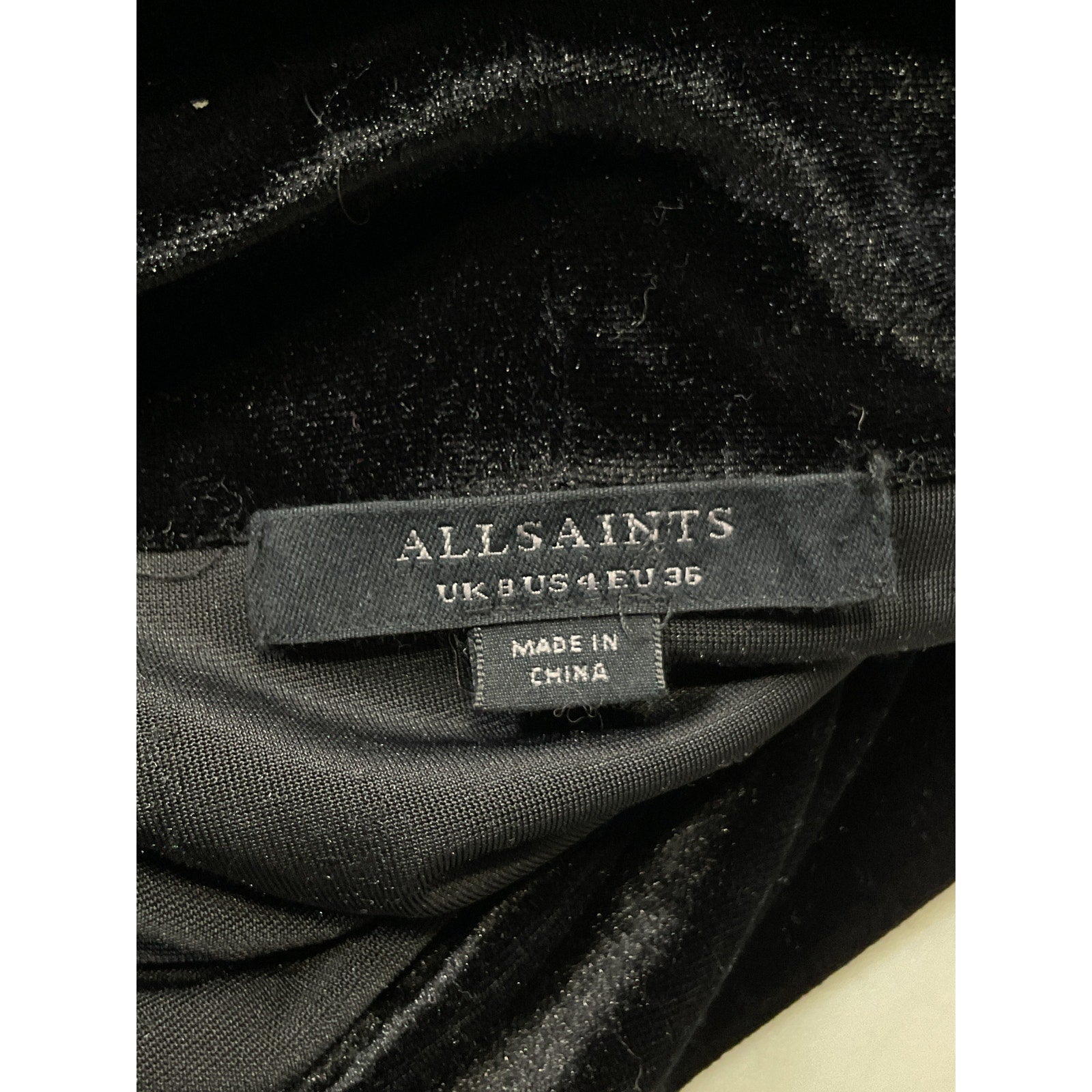 Allsaints 'Delta' Black Off Shoulder Velvet Top Size 4