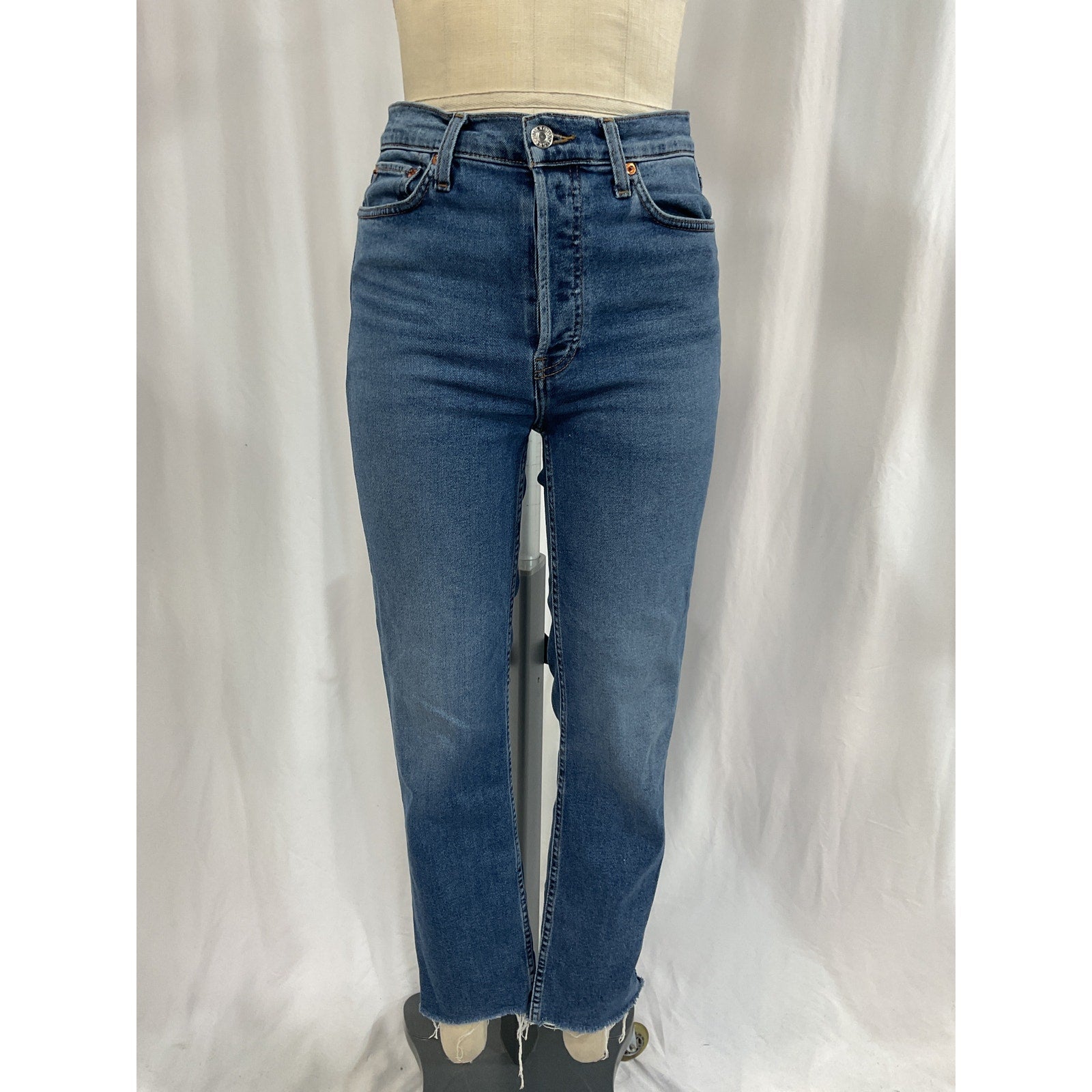 Re/Done '70s' Blue High Waist Ankle Stovepipe Denim Jeans Size 27