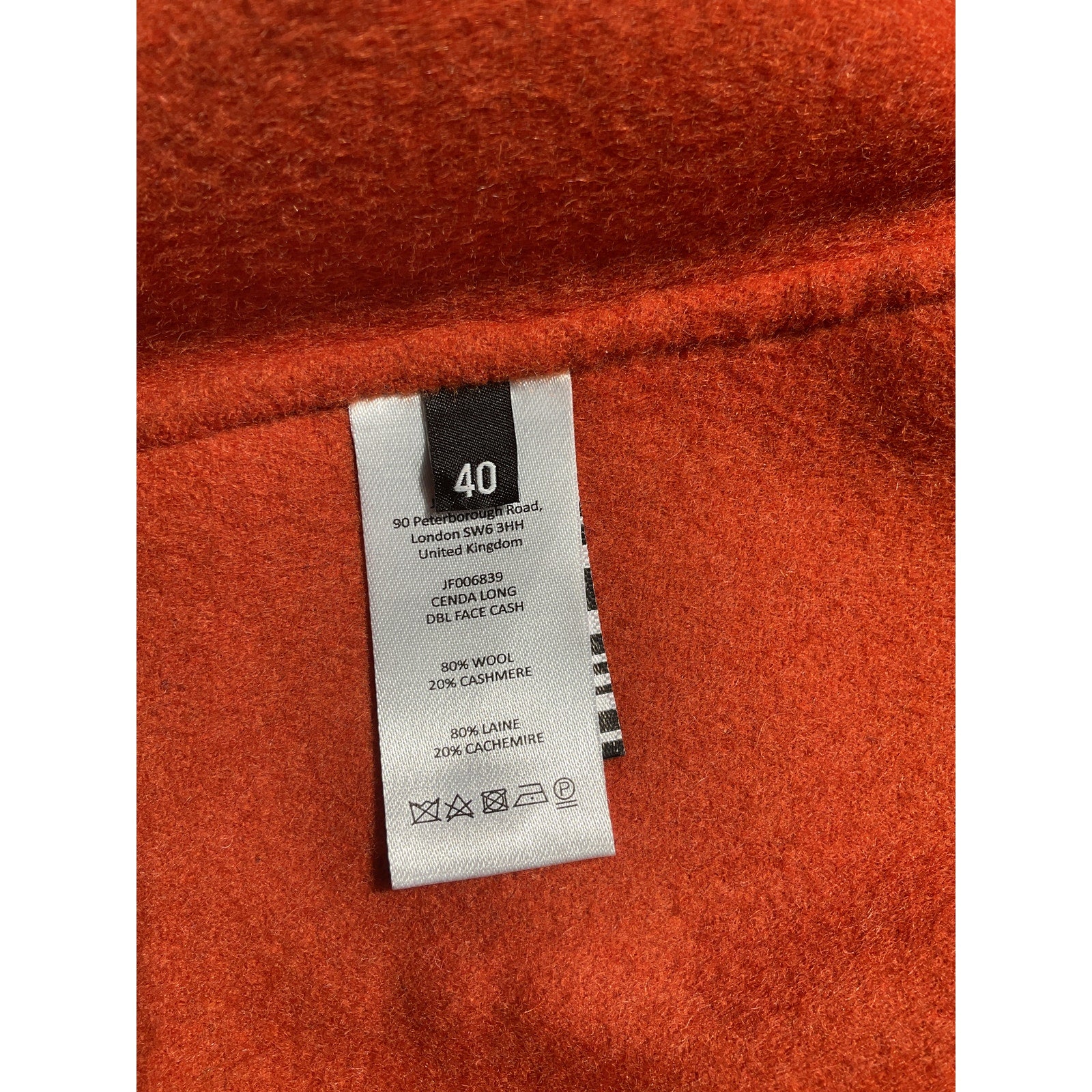 Joseph 'Cenda' Orange Belted Wool And Cashmere-Blend Coat Size M