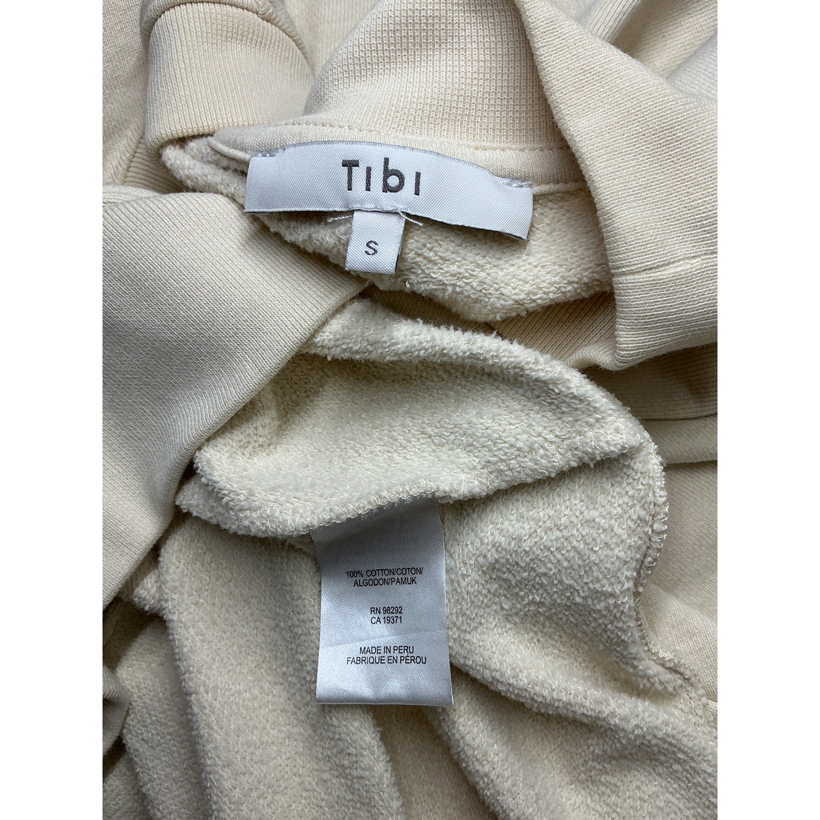 Tibi 'Cocoon' Ivory Crewneck Sweatshirt Size S