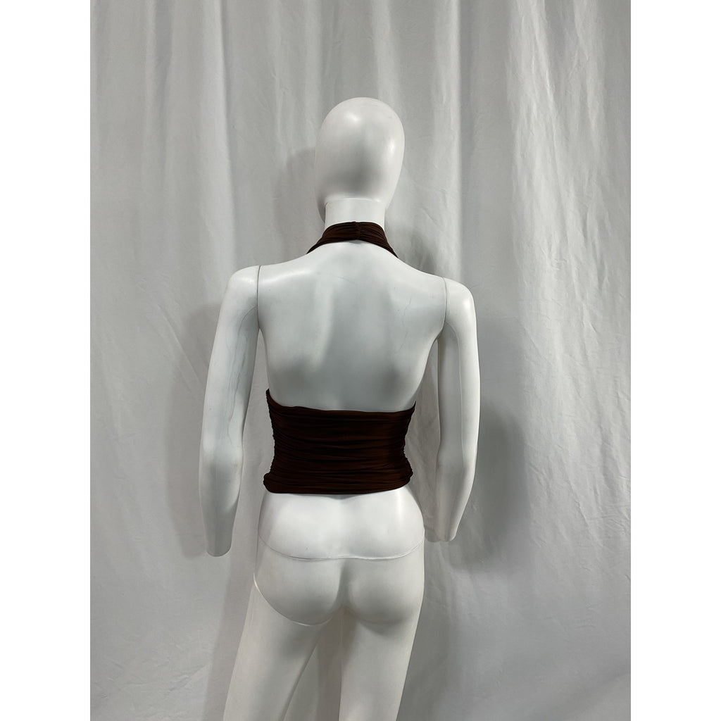 Ser.O.Ya 'Bimini' Brown Mesh Halter Top Size XS