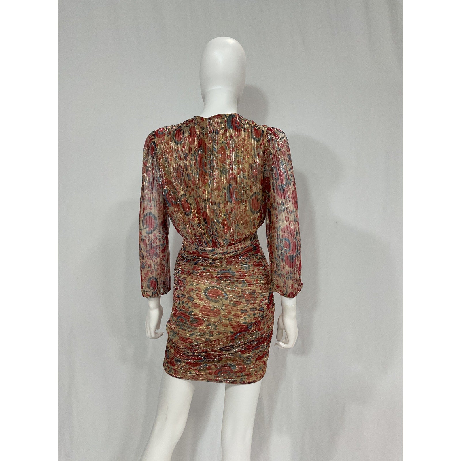 Ba&Sh 'Amelia' Red V Neck Long Sleeve Floral Print Dress Size S