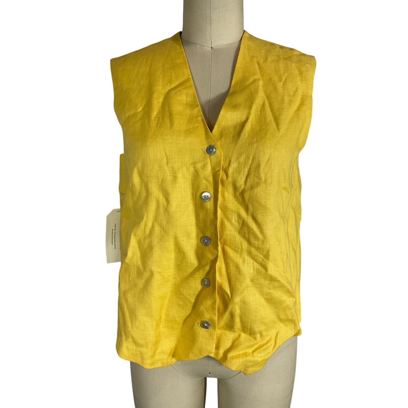 Donni. Yellow Linen Vest Size S - NWT