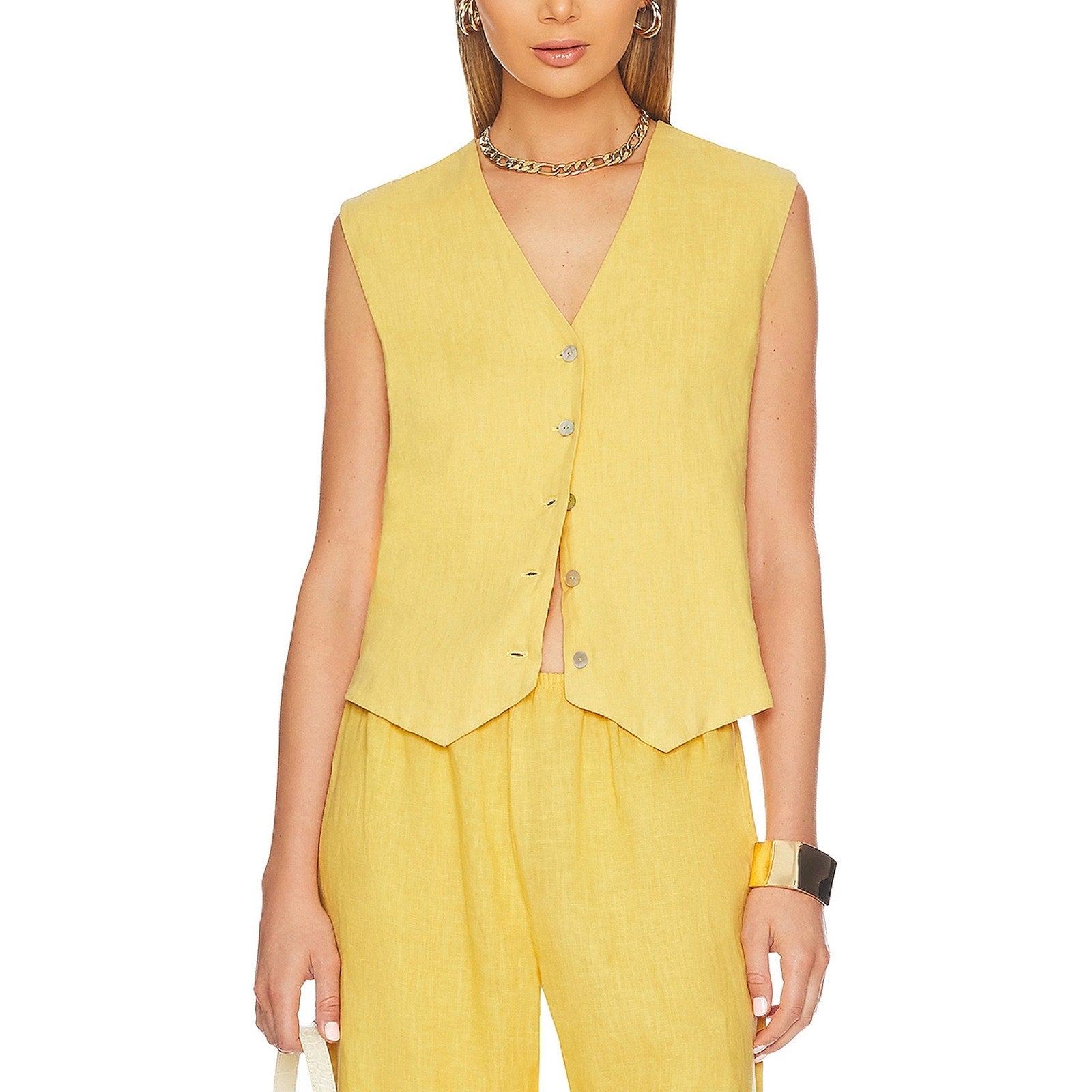 Donni. Yellow Linen Vest Size S - NWT