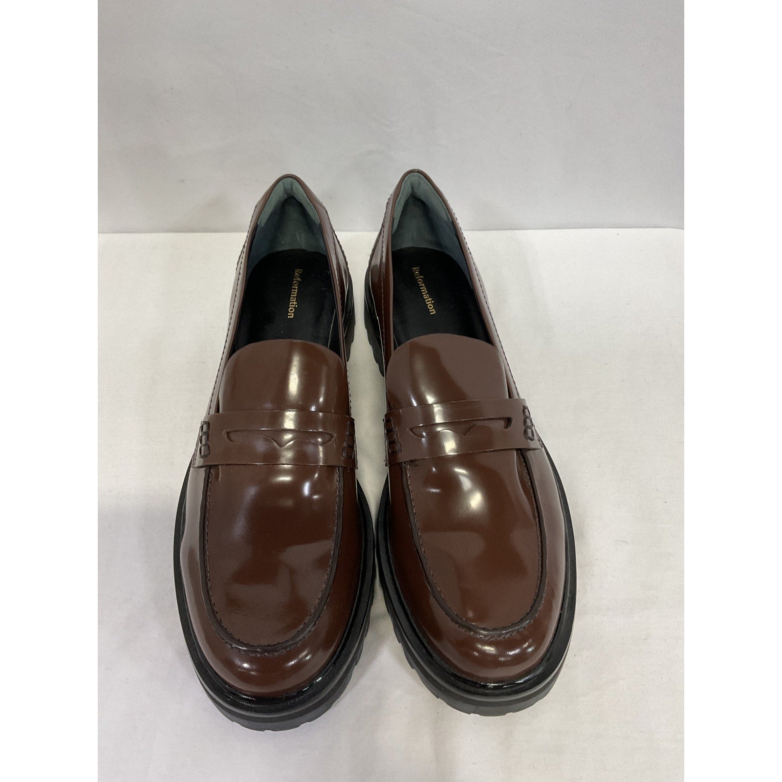 Reformation 'Agathea' Brown Leather Chunky Loafer Size 10