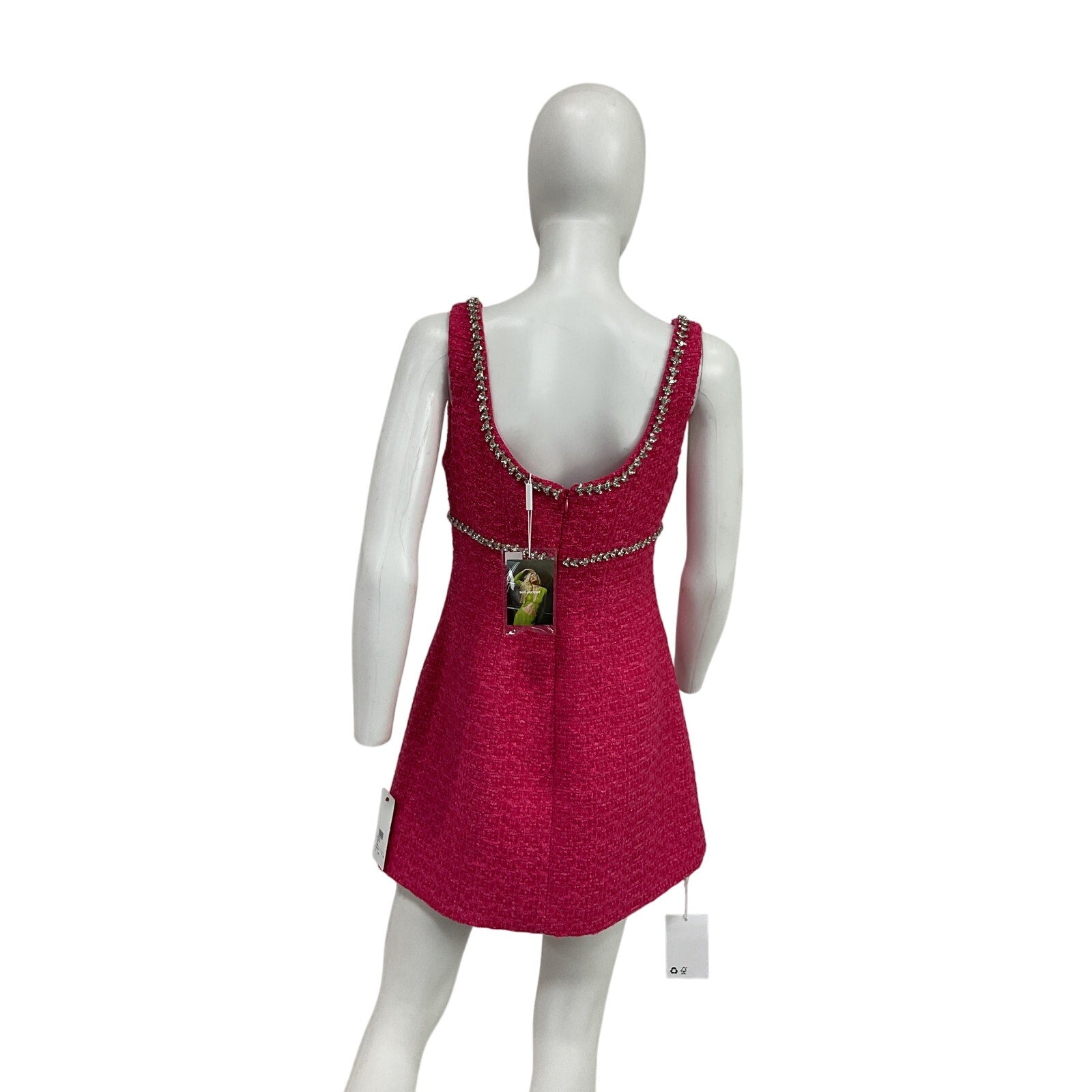 Self-Portrait 'Boucl�' Pink Polyester Mini Dress Size 6 - NWT