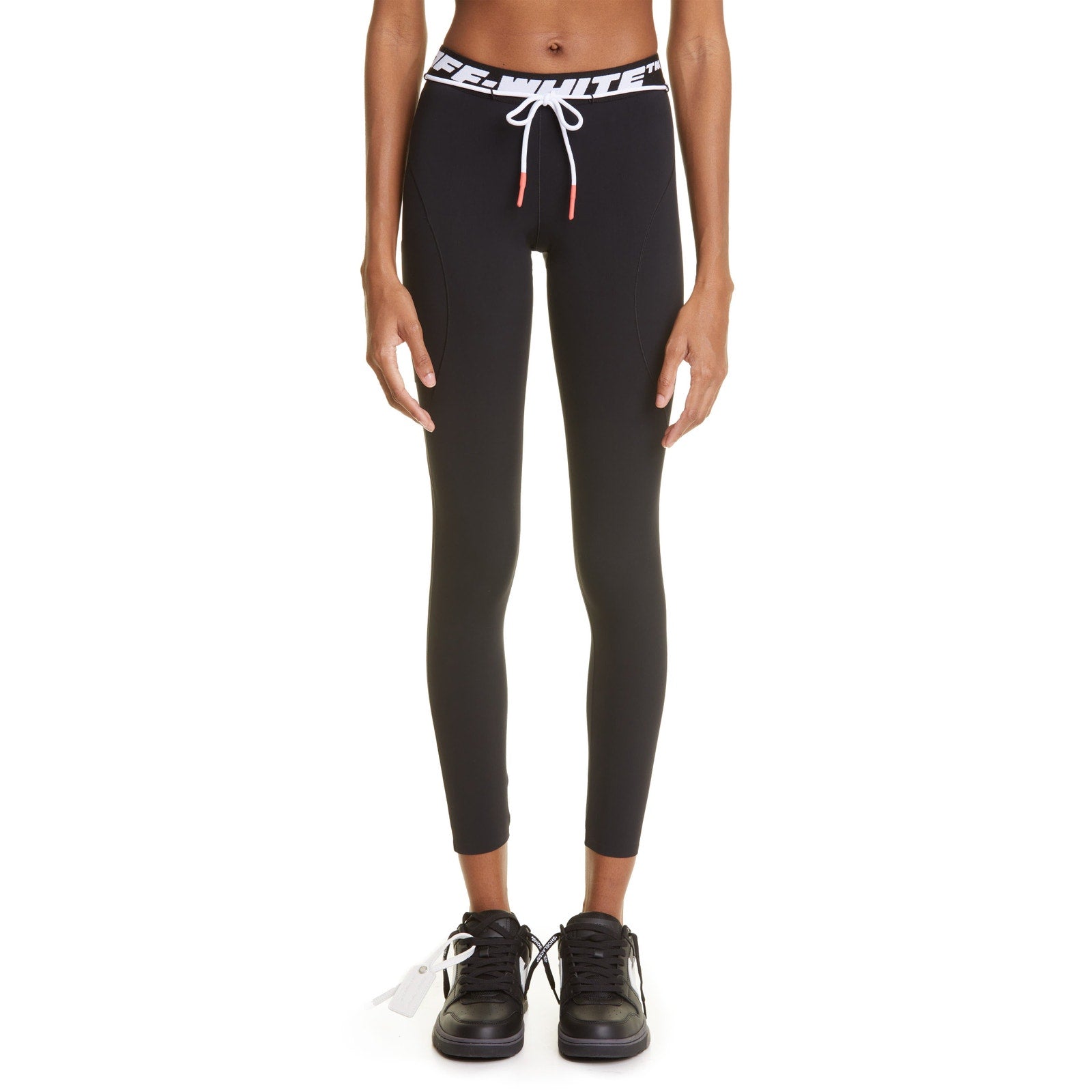 Off-White Athletic Logo Black Polyamide Band Leggings Size 4