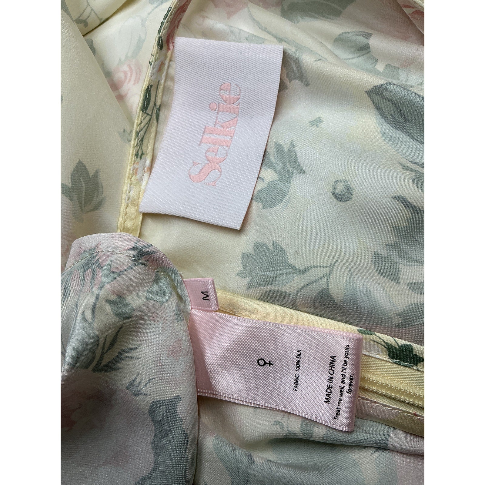 Selkie 'The Flutter' Cream Silk Slip Dress Size M