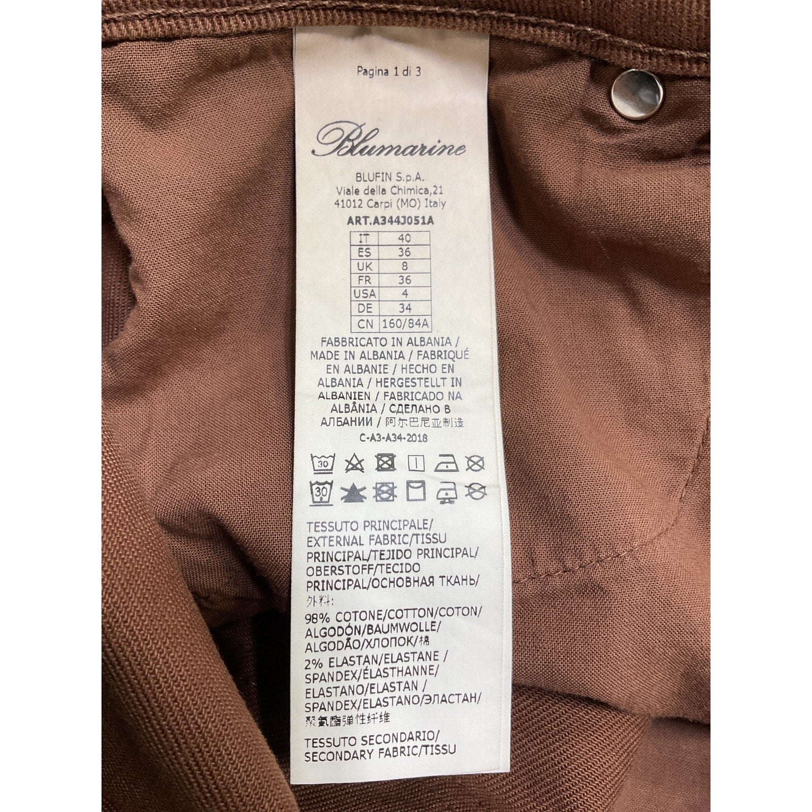 Blumarine Buckle Brown Cotton Mini Skirt Size 4