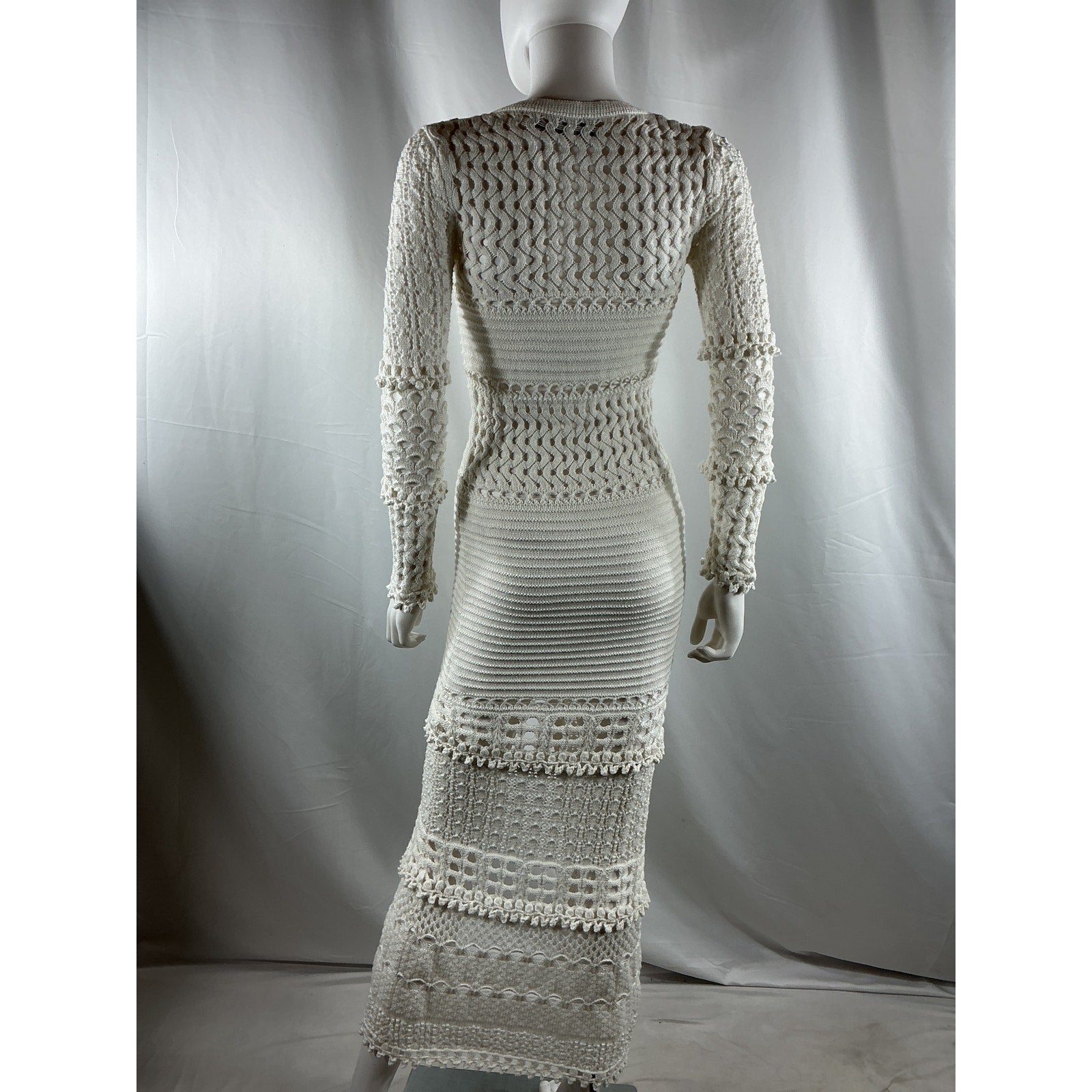 Retrofete 'Alaia' White Cotton Knit Crochet Cardigan Size XS