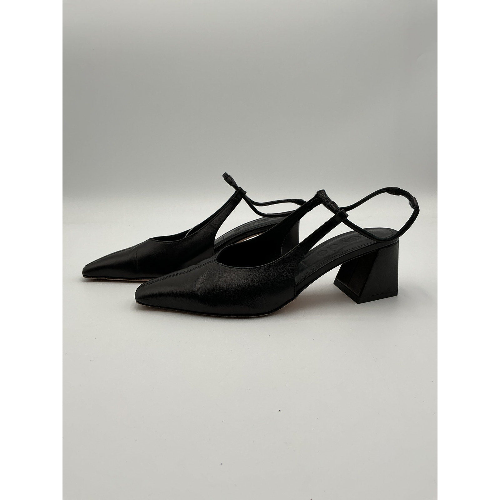 Aeyde 'Polly' Black Leather Slingback Pumps Size 5.5