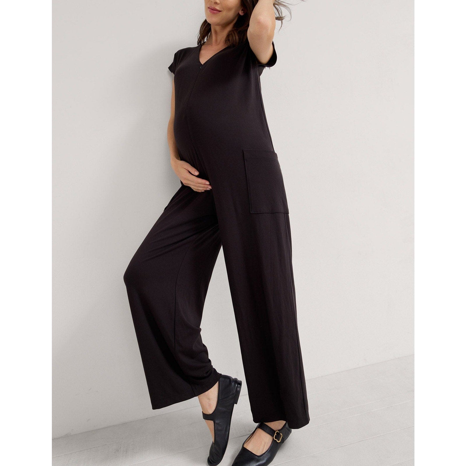 Hatch 'The Charlotte' Black Rayon Jumpsuit Size 1