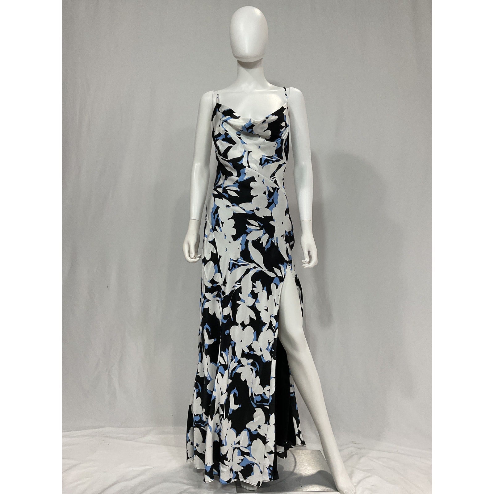 Nicholas 'Ariel' Black Asymmetrical Cowl Satin Gown Size 6