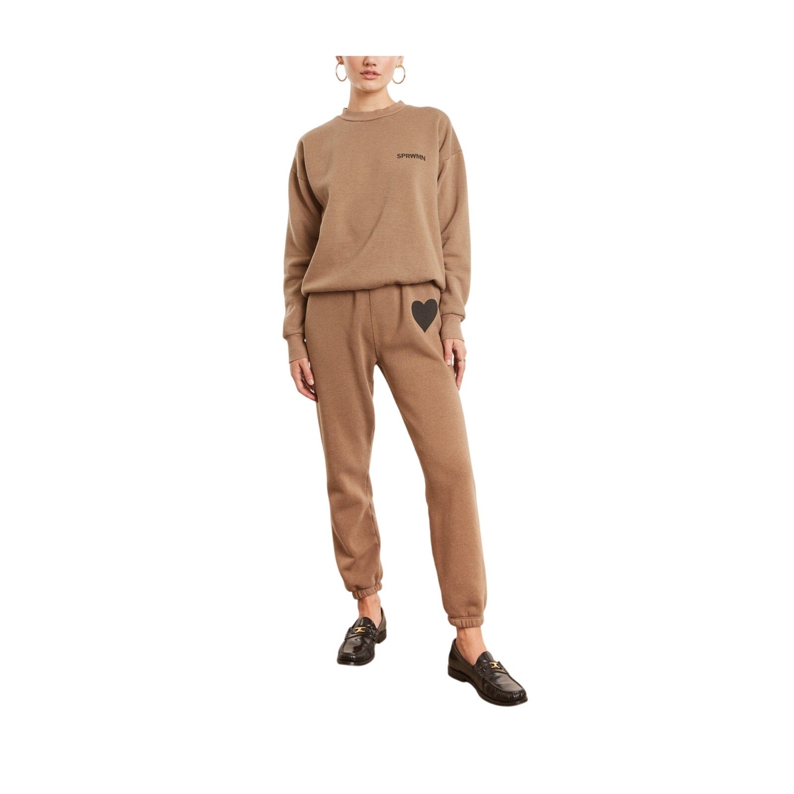 Sprwmn Heart Tri-Blend Brown Polyester Sweatpants Size S