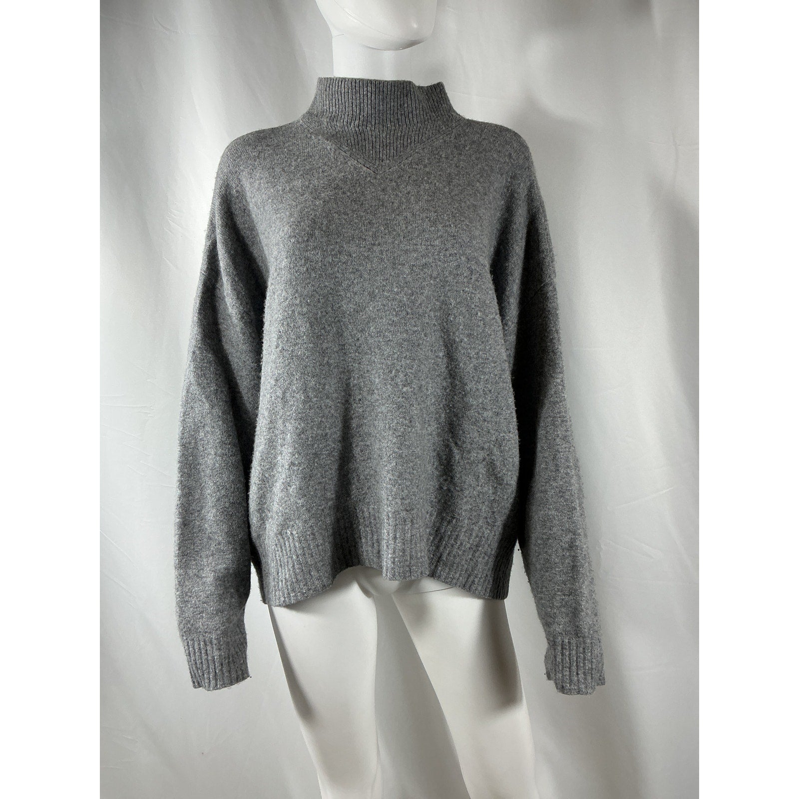 Allsaints 'Asha' Grey Wool Oversize Mock Neck Sweater Size M