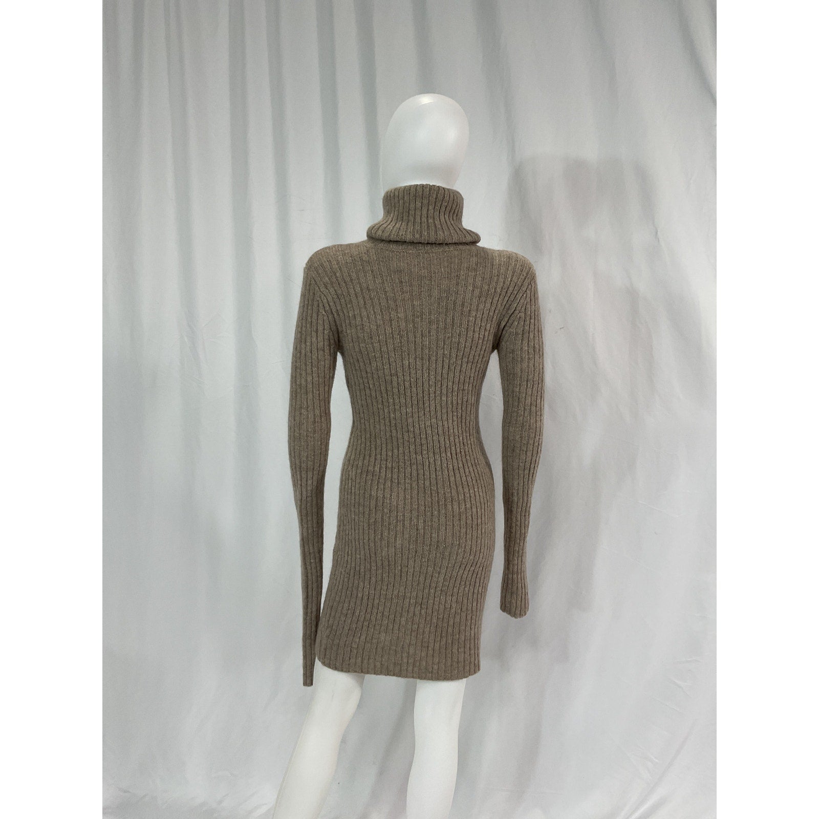 Helsa 'Lauren' Beige Mini Knit Turtleneck Dress Size S