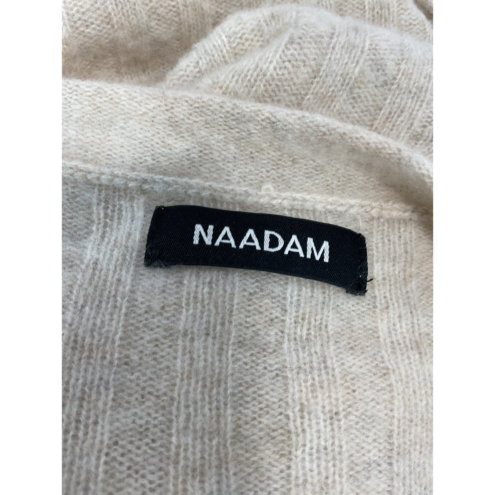 Naadam 'Cashmere' Tan Ribbed Crewneck Sweater Size M