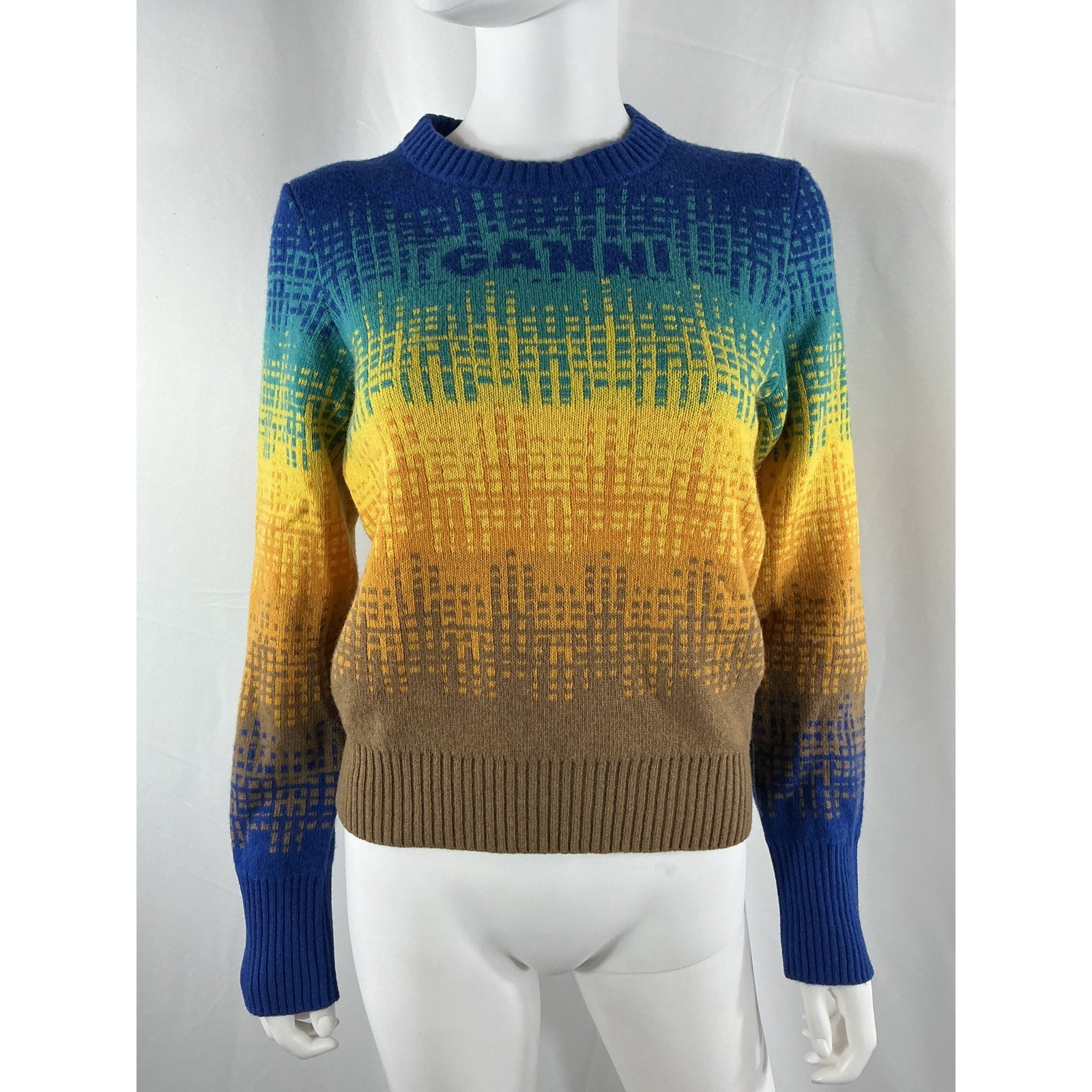 Ganni 'Graphic' Blue Wool Sweater Size M