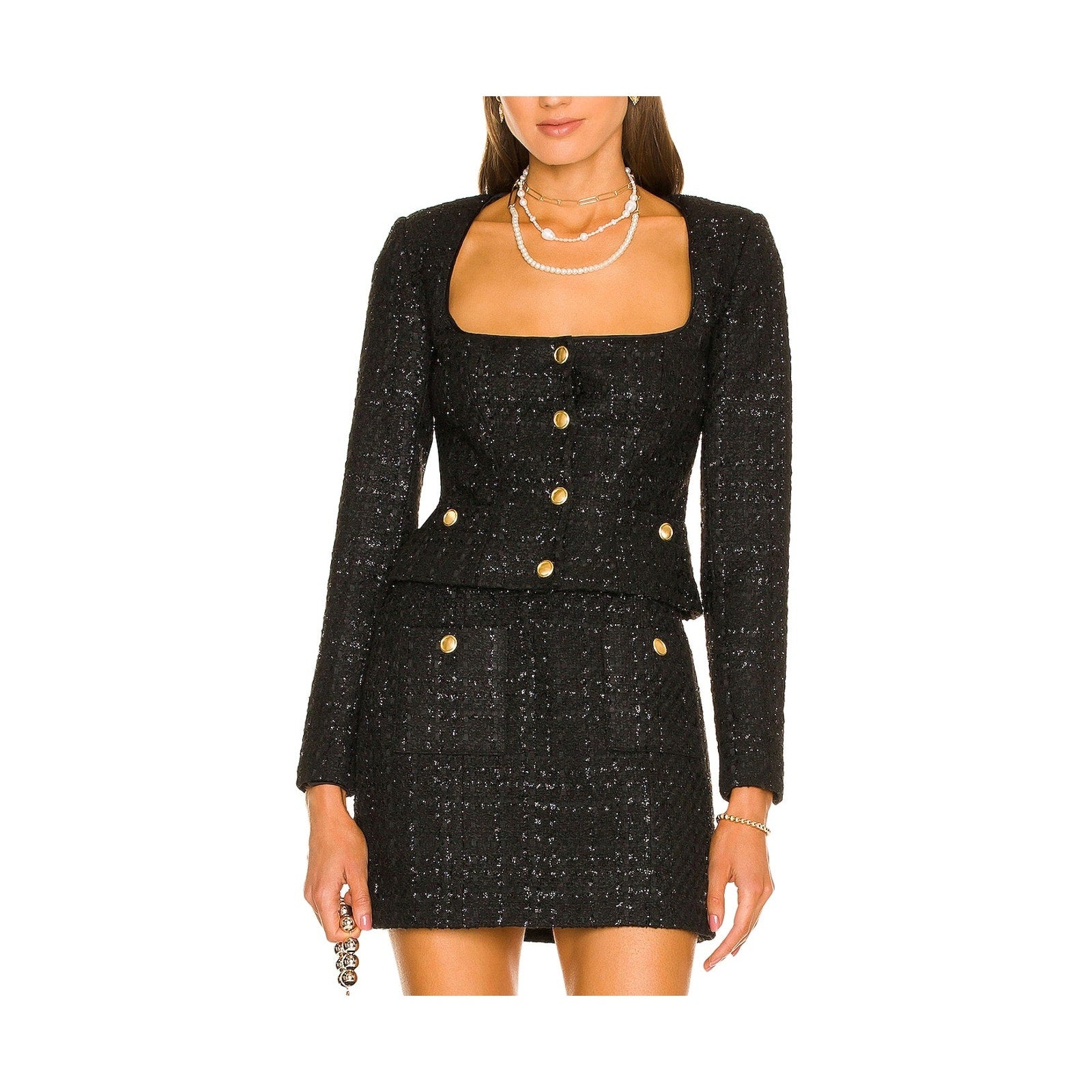 Assignment 'Bianca' Black Tweed Jacket Size XS