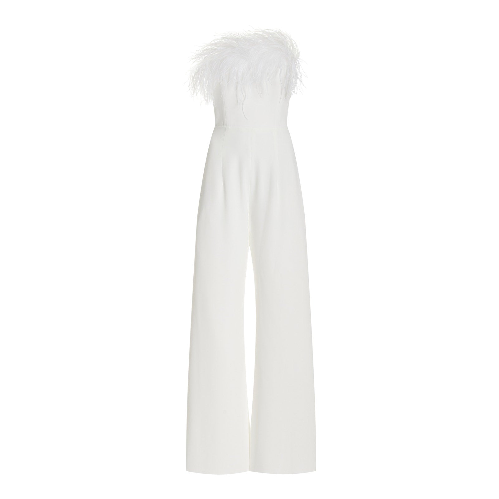 16Arlington 'Taree' White Polyester Feather-Trimmed Jumpsuit Size 8