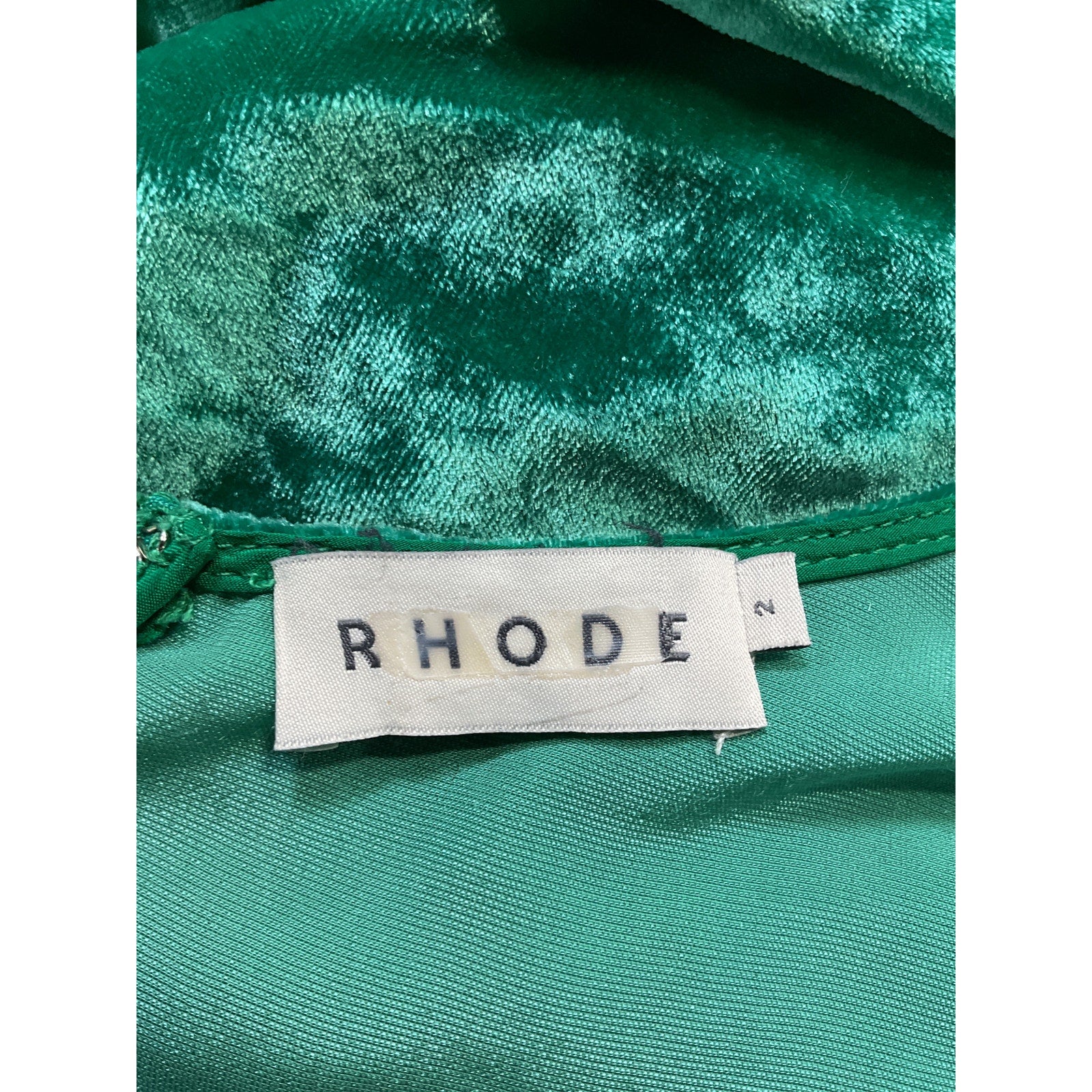 Rhode 'Pia' Green Velvet Mini Dress Size 2