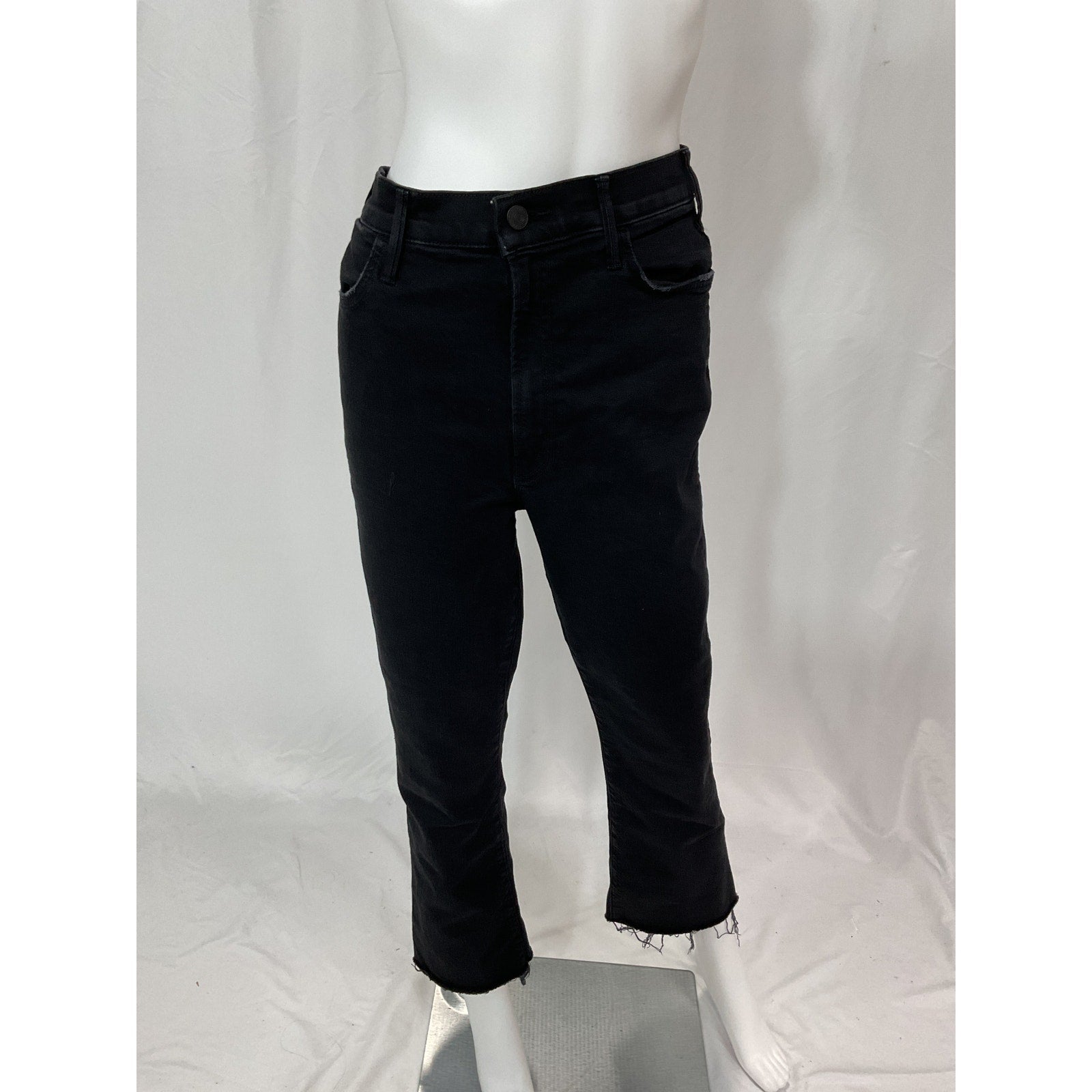 Mother 'The Hustler' Black Ankle Fray Denim Jean Size 32