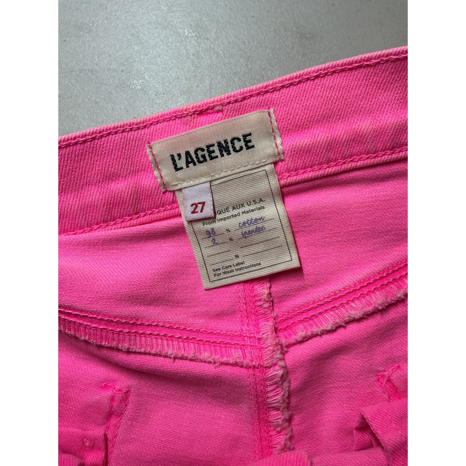L'Agence 'Audrey' Pink Denim Jean Shorts Size 27
