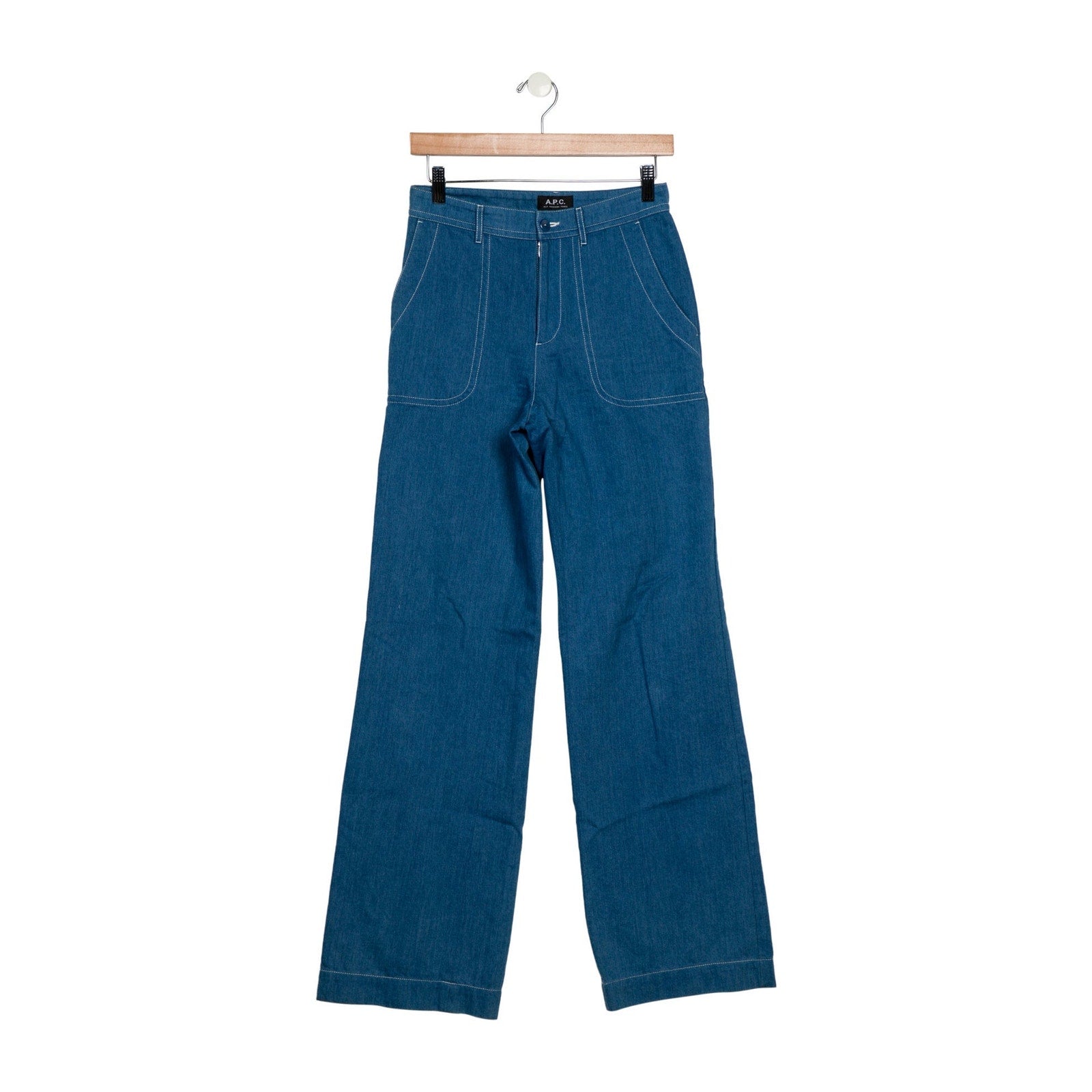 A.P.C. Mid-Rise Blue Wide Leg Denim Jeans Size 26