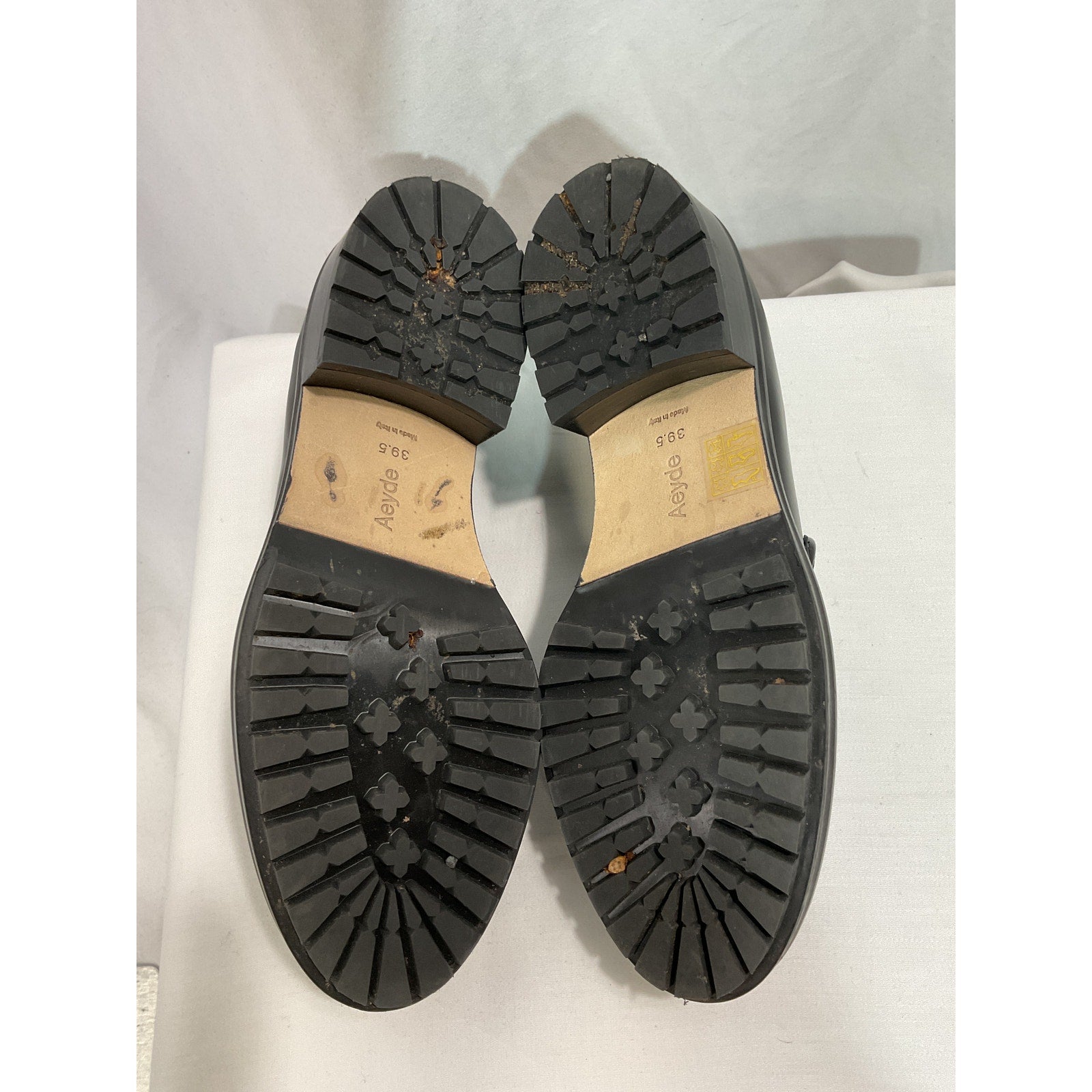 Aeyde 'Ruth' Black Leather Loafers Size 9.5