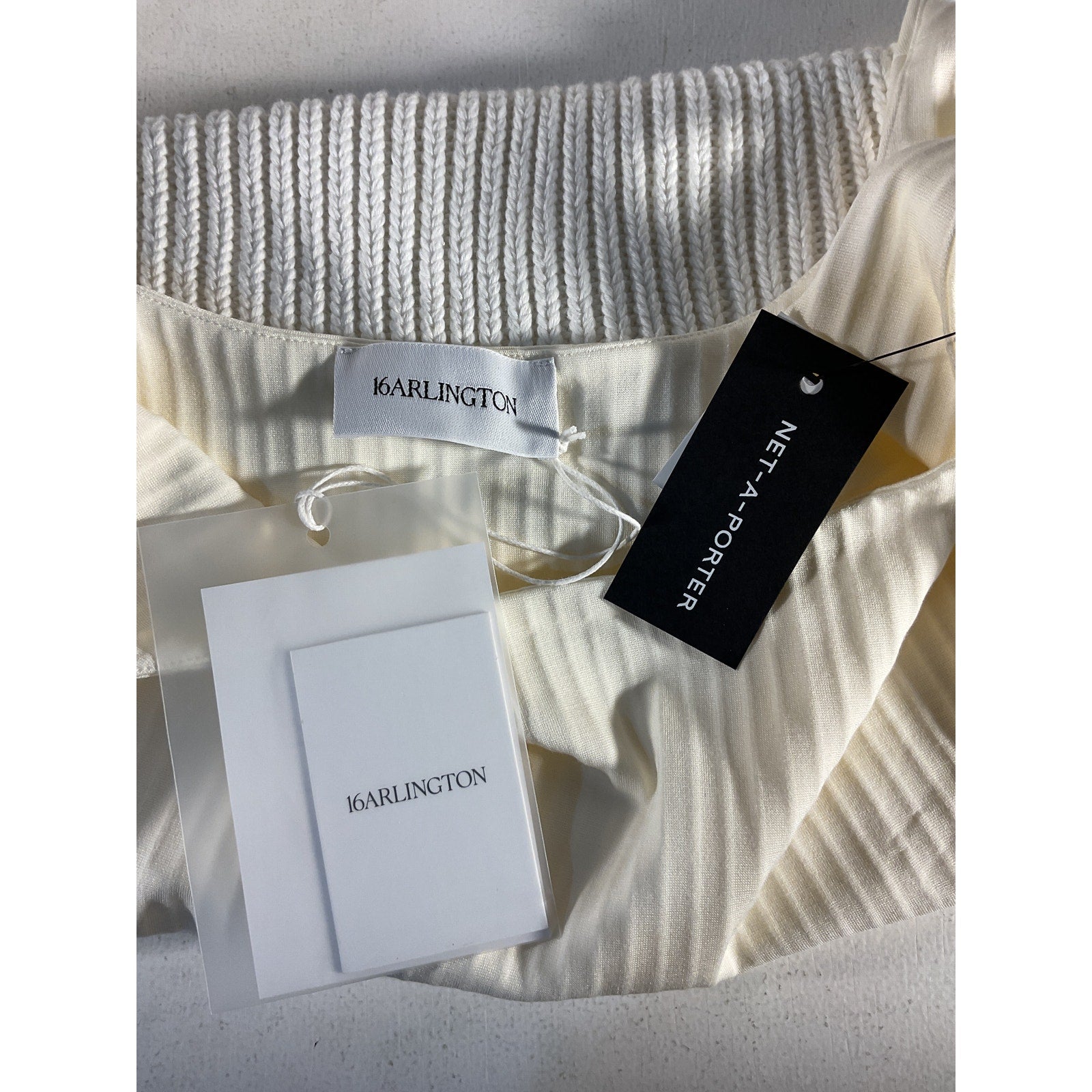 16Arlington 'Keo' White Cotton-Trimmed Ribbed Stretch-Jersey Scoop Neck Tank Size 2 - NWT
