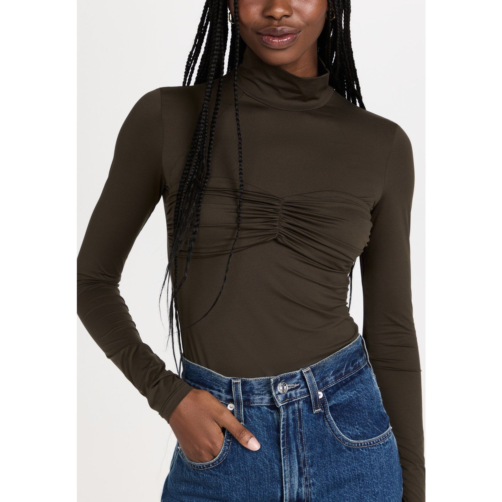 Goldsign 'Zora' Green Long Sleeve Turtleneck Top Size M