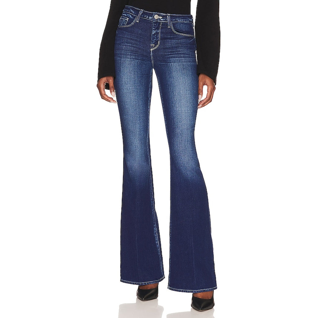 L'Agence 'Bell' Blue Cotton High Rise Flare Jean Size 28