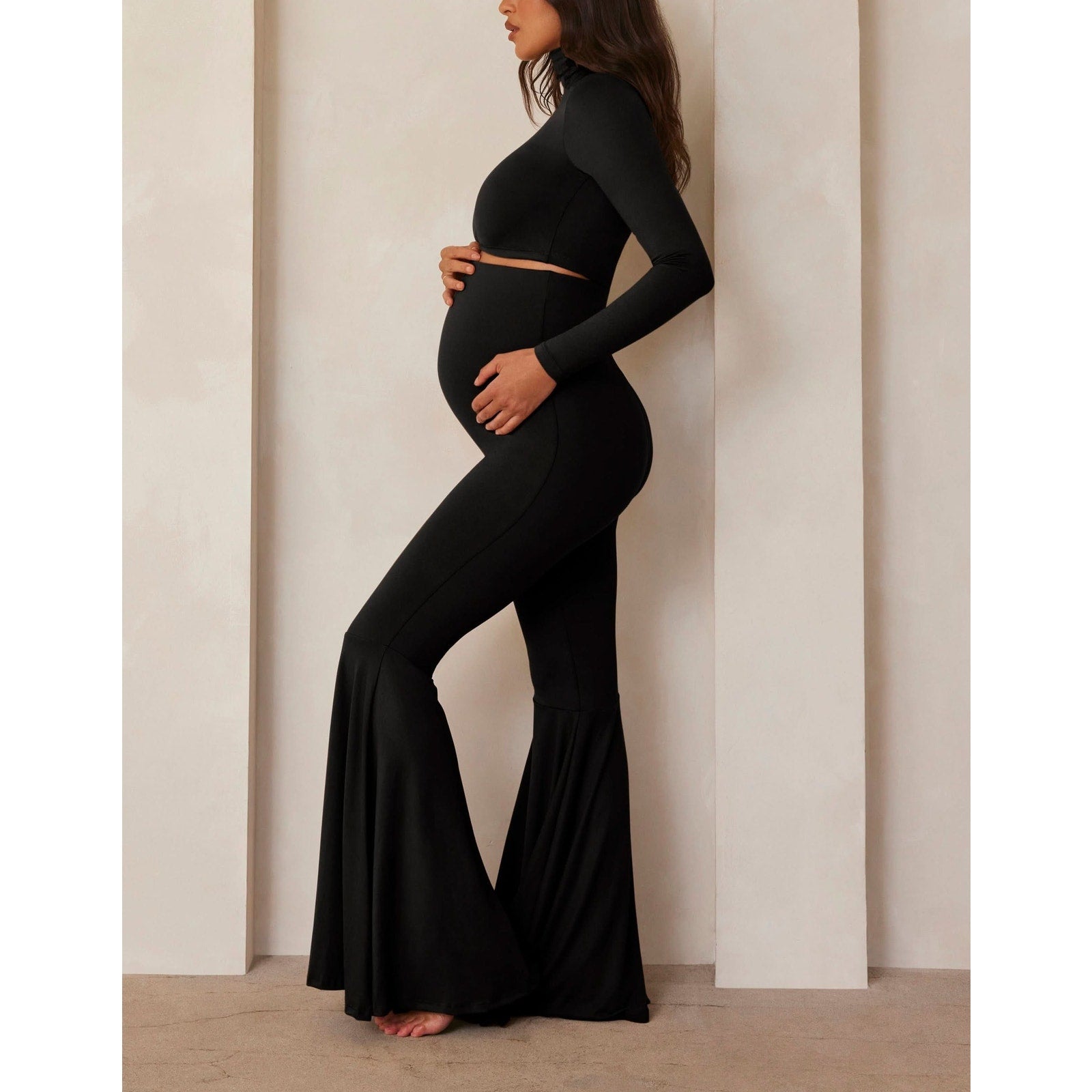 Bumpsuit 'The Nicole' Black Polyester Flare Pant Size XL