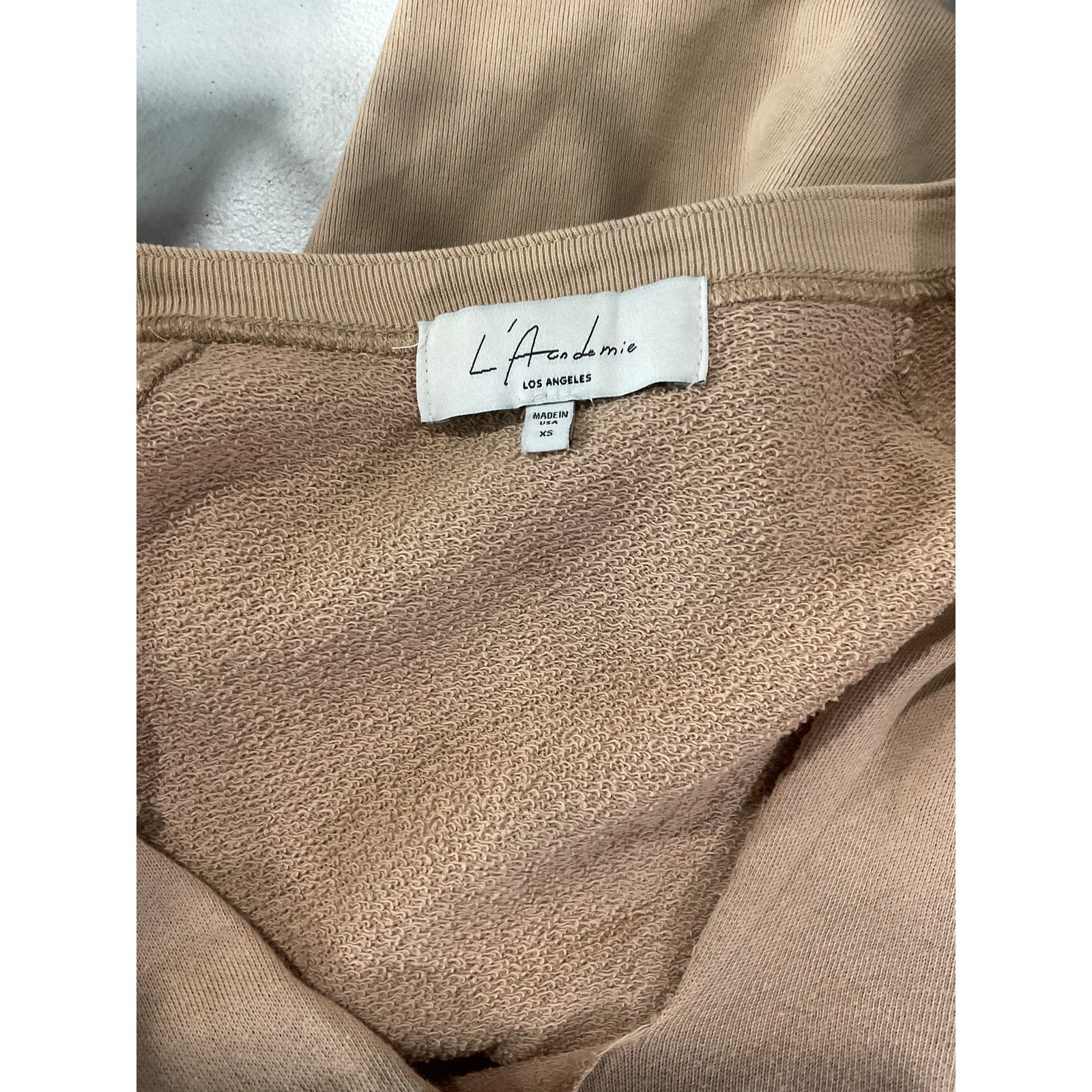 L'Academie '80S' Tan Cotton Sleeve Sweatshirt Size XS