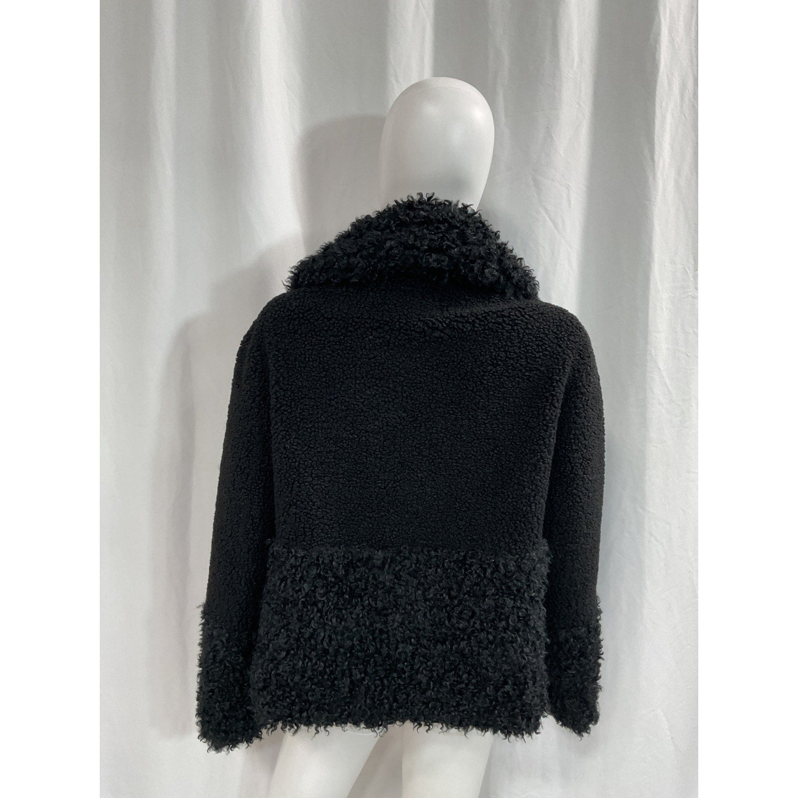 Maje 'Gipette' Black Faux Fur Jacket Size 10 - NWT
