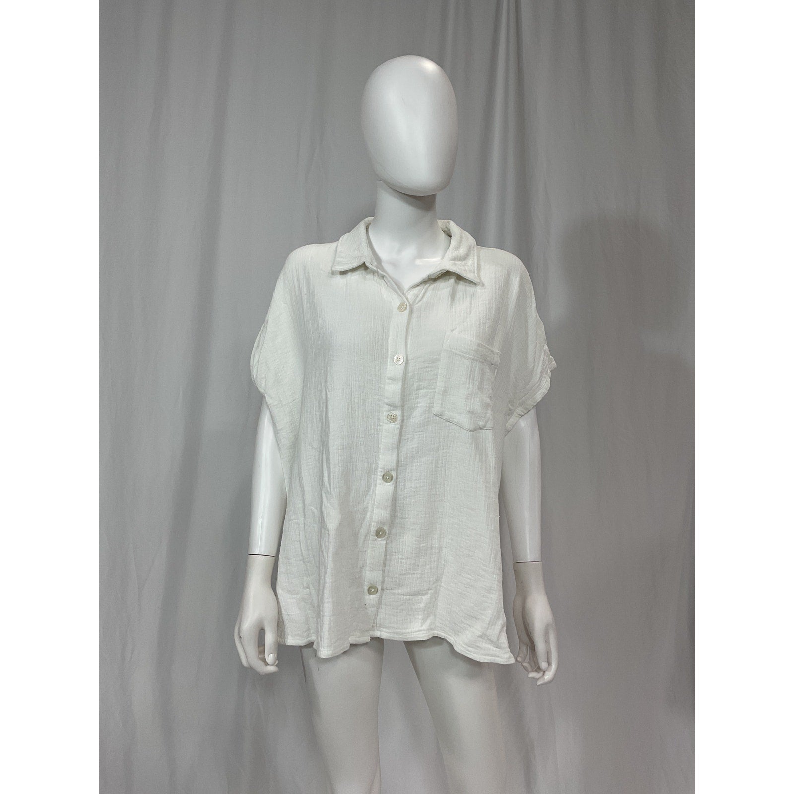 Hatch 'The Aubrey' White Short Sleeve Shirt Size 4