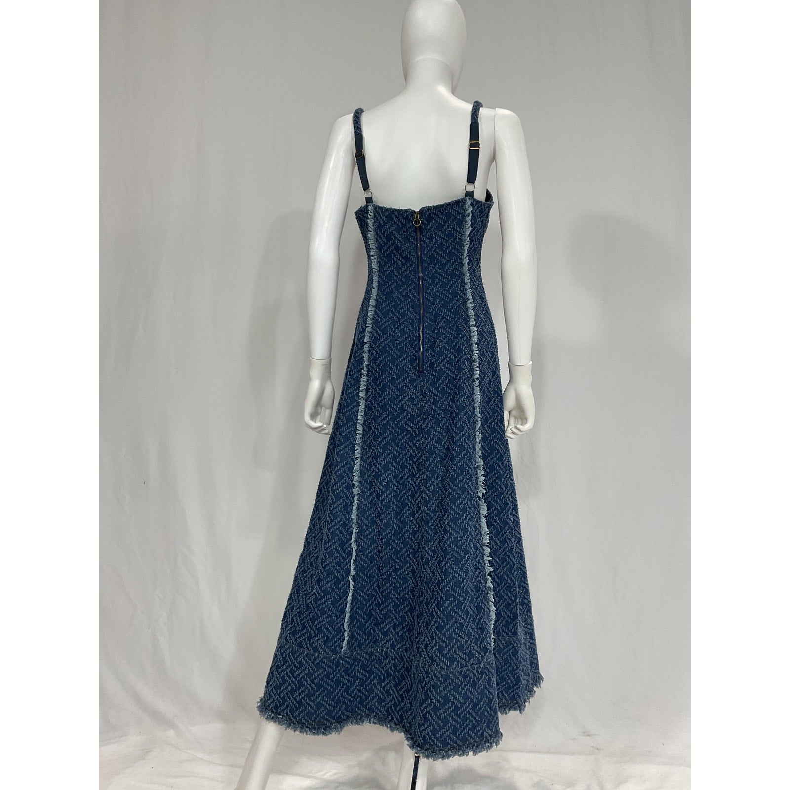 Elliatt 'Cora' Navy Denim Midi Square Neck Dress Size S