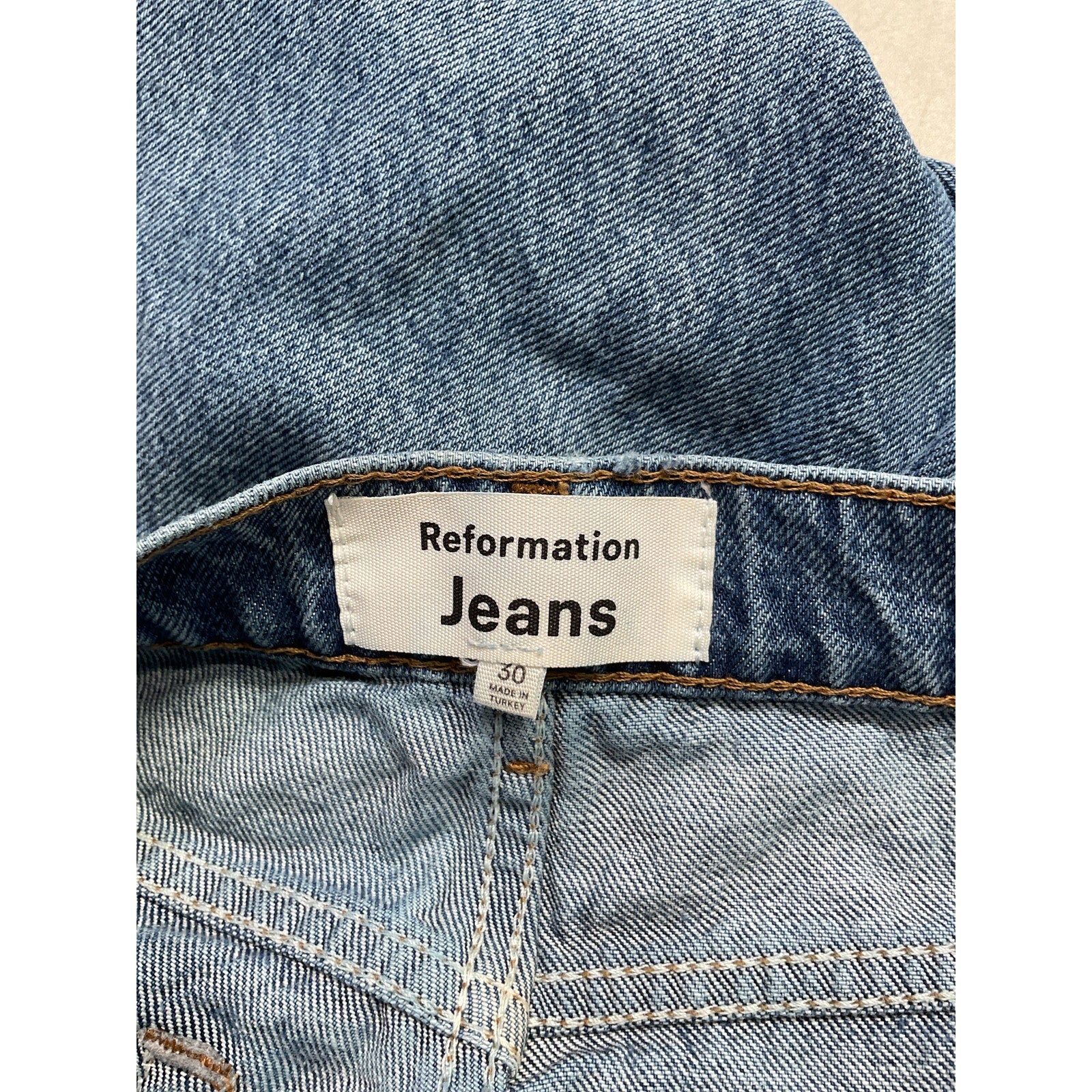 Reformation 'Abby' Blue High Rise Straight Denim Jeans Size 30